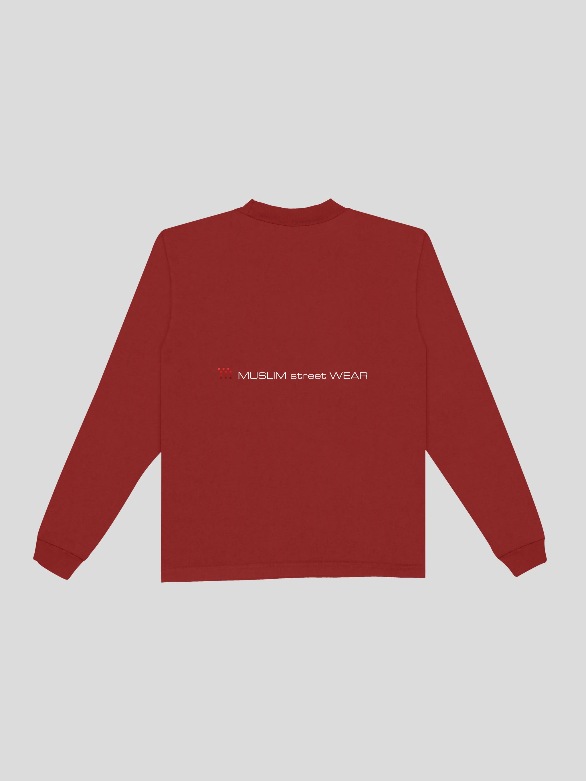 <3 Long Sleeve – Cherry Red (Back) | MUSLIM street WEAR