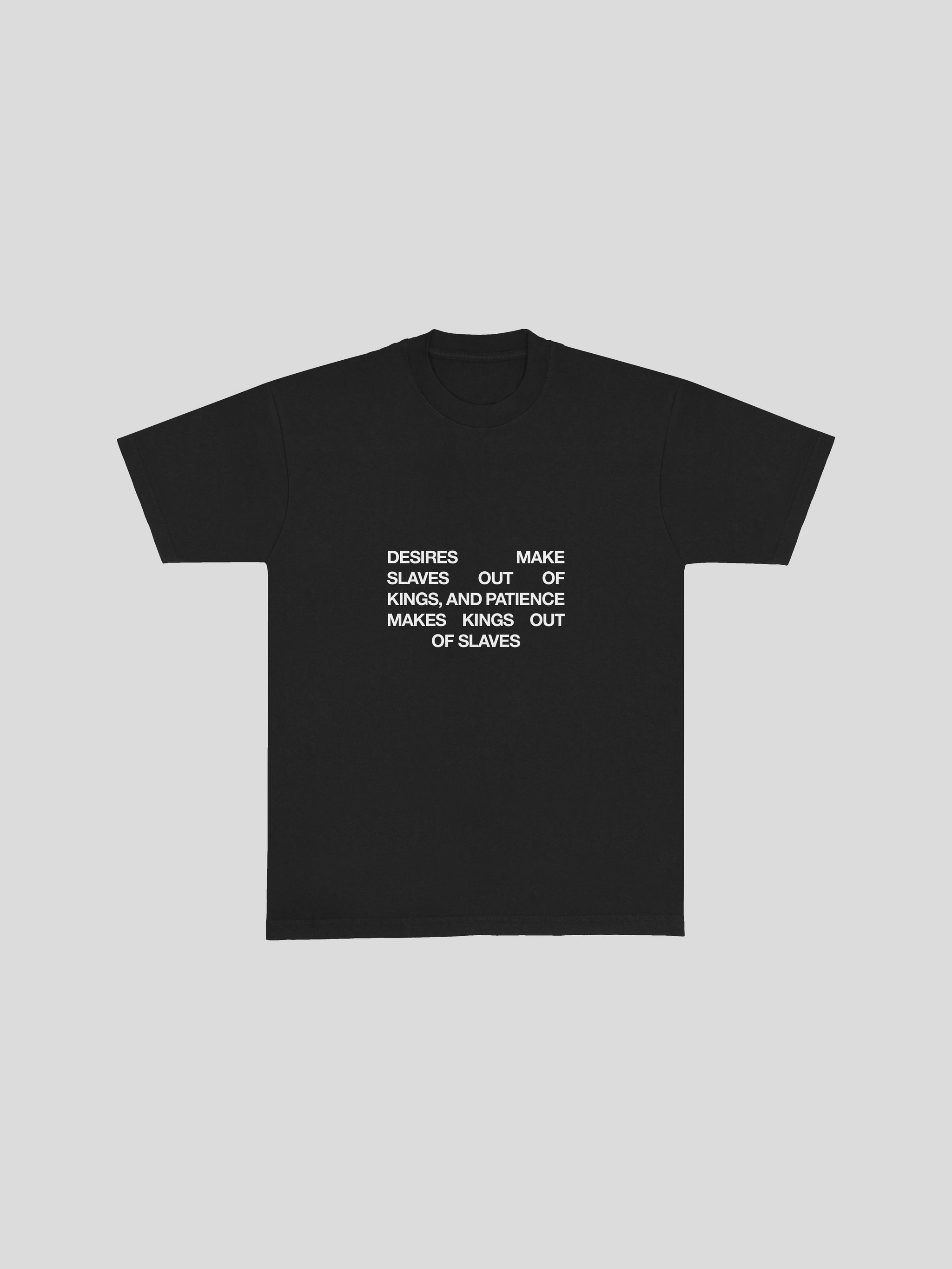 Al-Ghazali Desires Quote T-Shirt – Black (Front) — muslim street wear, msw (islamic, modest, unisex, y2k)