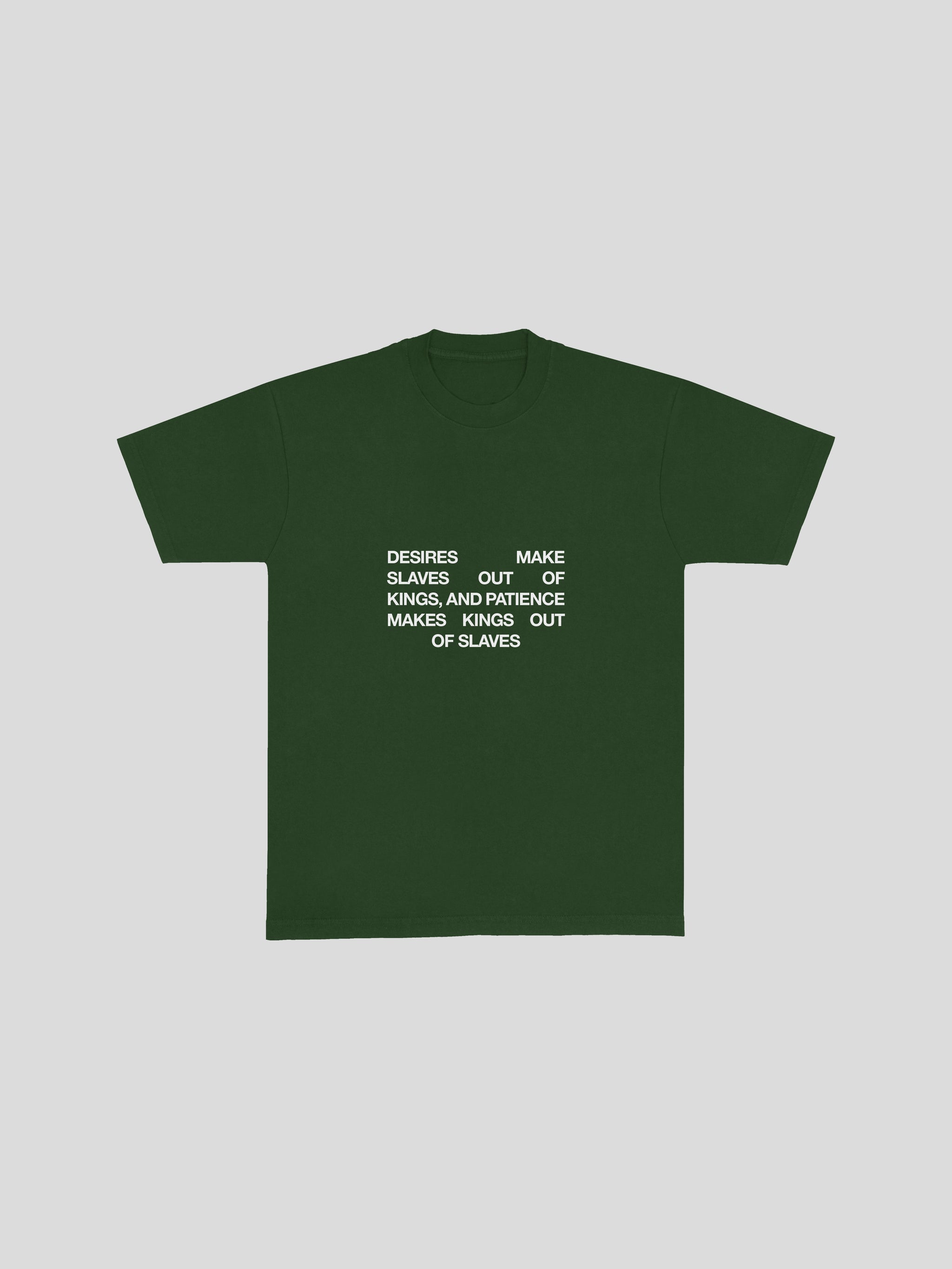 Al-Ghazali Desires Quote T-Shirt – Ivy (Front) — muslim street wear, msw (islamic, modest, unisex, y2k)
