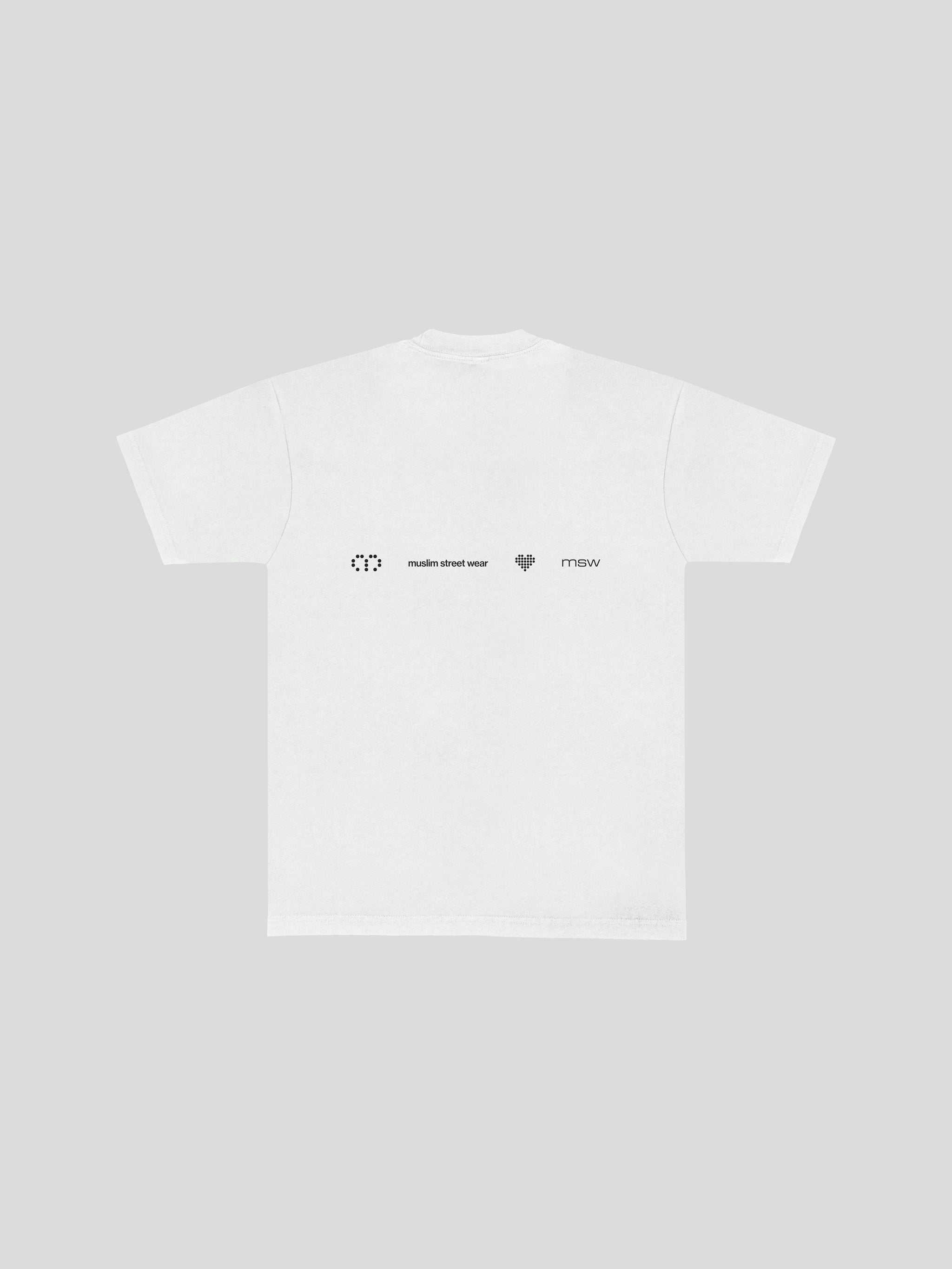 I love muslim street wear t-shirt – White (Back) — muslim street wear, msw (islamic, modest, unisex, y2k)