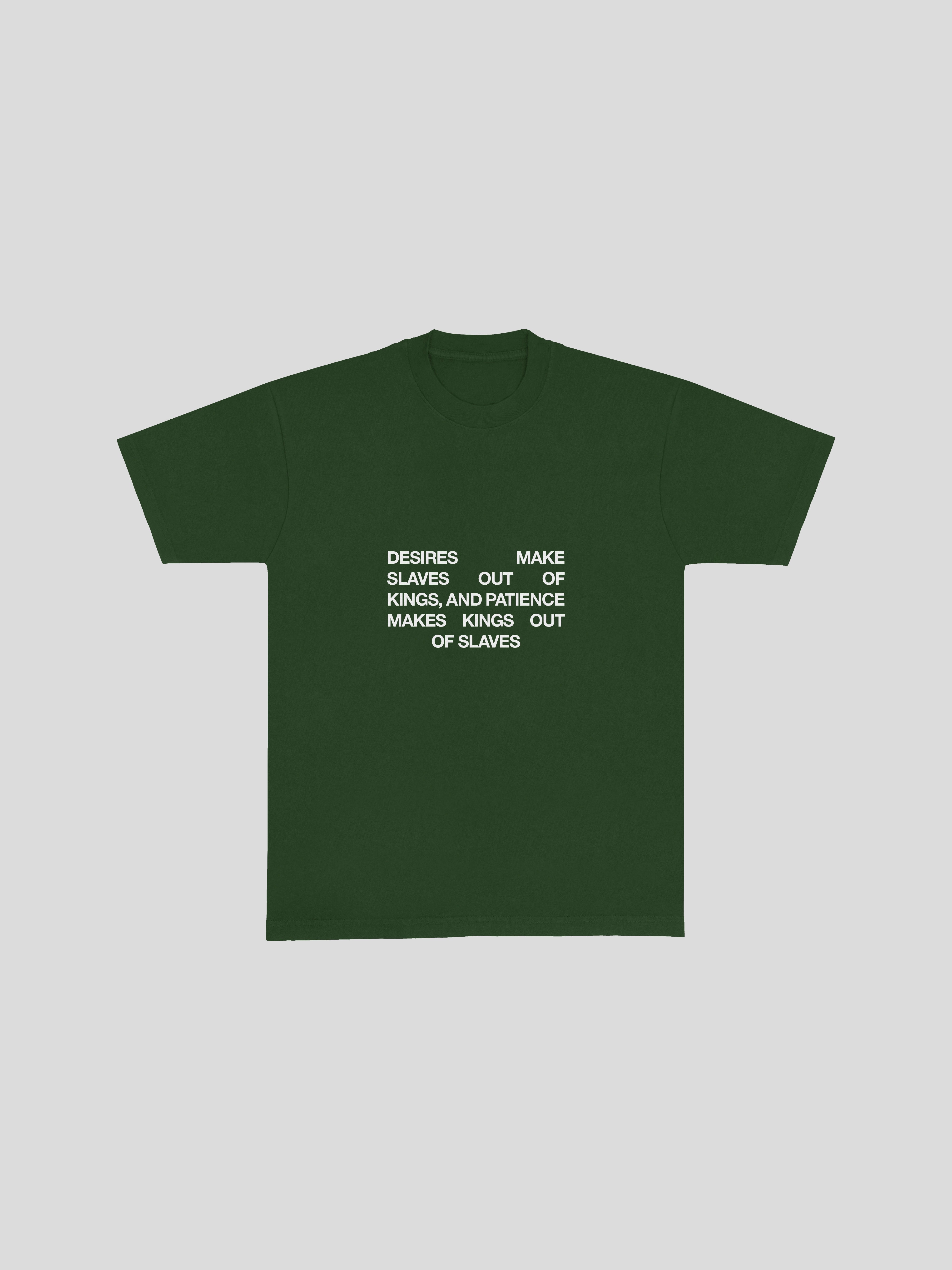 Al-Ghazali Desires Quote T-Shirt  – Ivy (Front) — muslim street wear, msw (islamic, modest, unisex, y2k)
