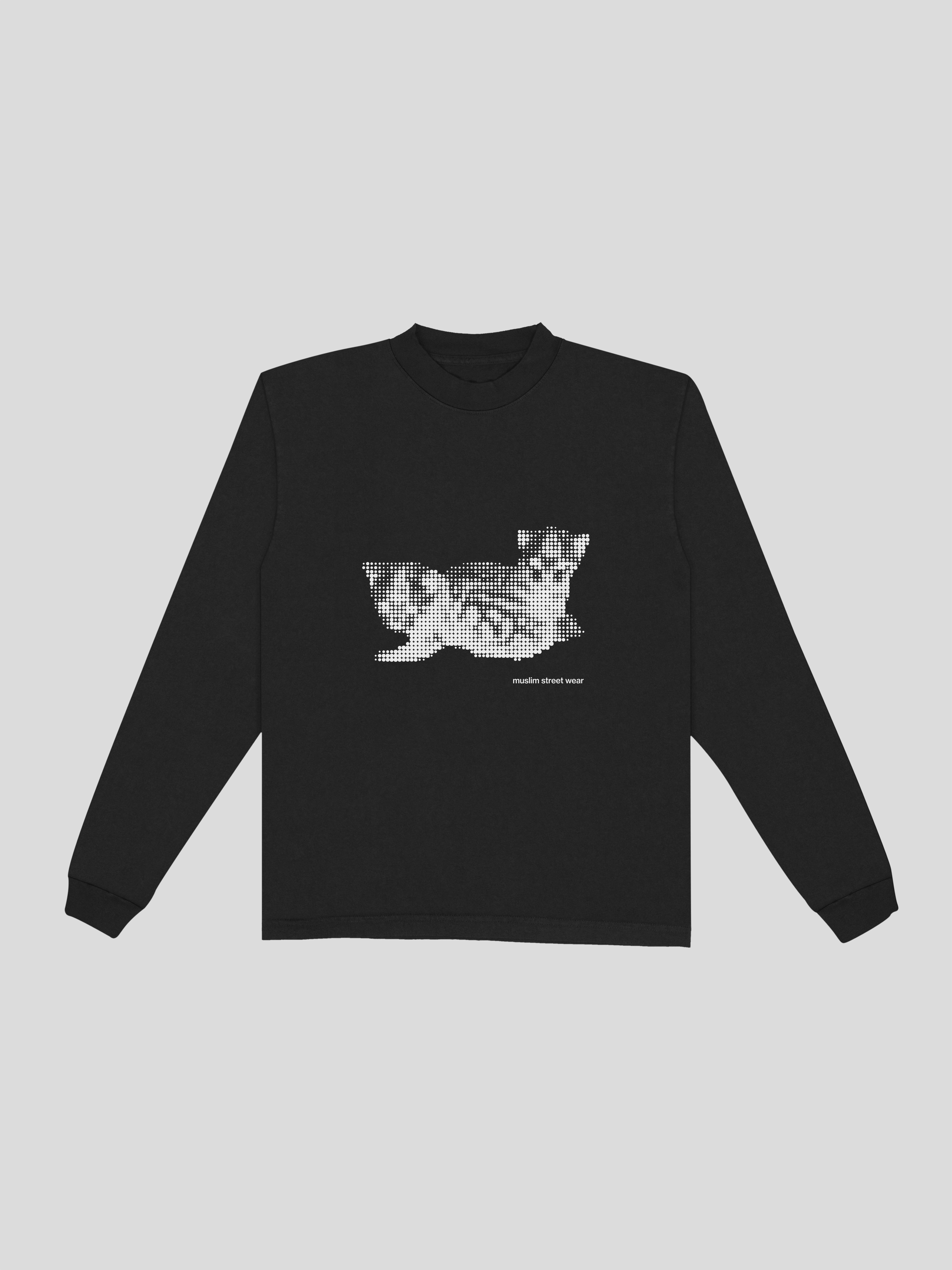 kittens long sleeve – Black (Front) — muslim street wear, msw (islamic, modest, unisex, y2k)