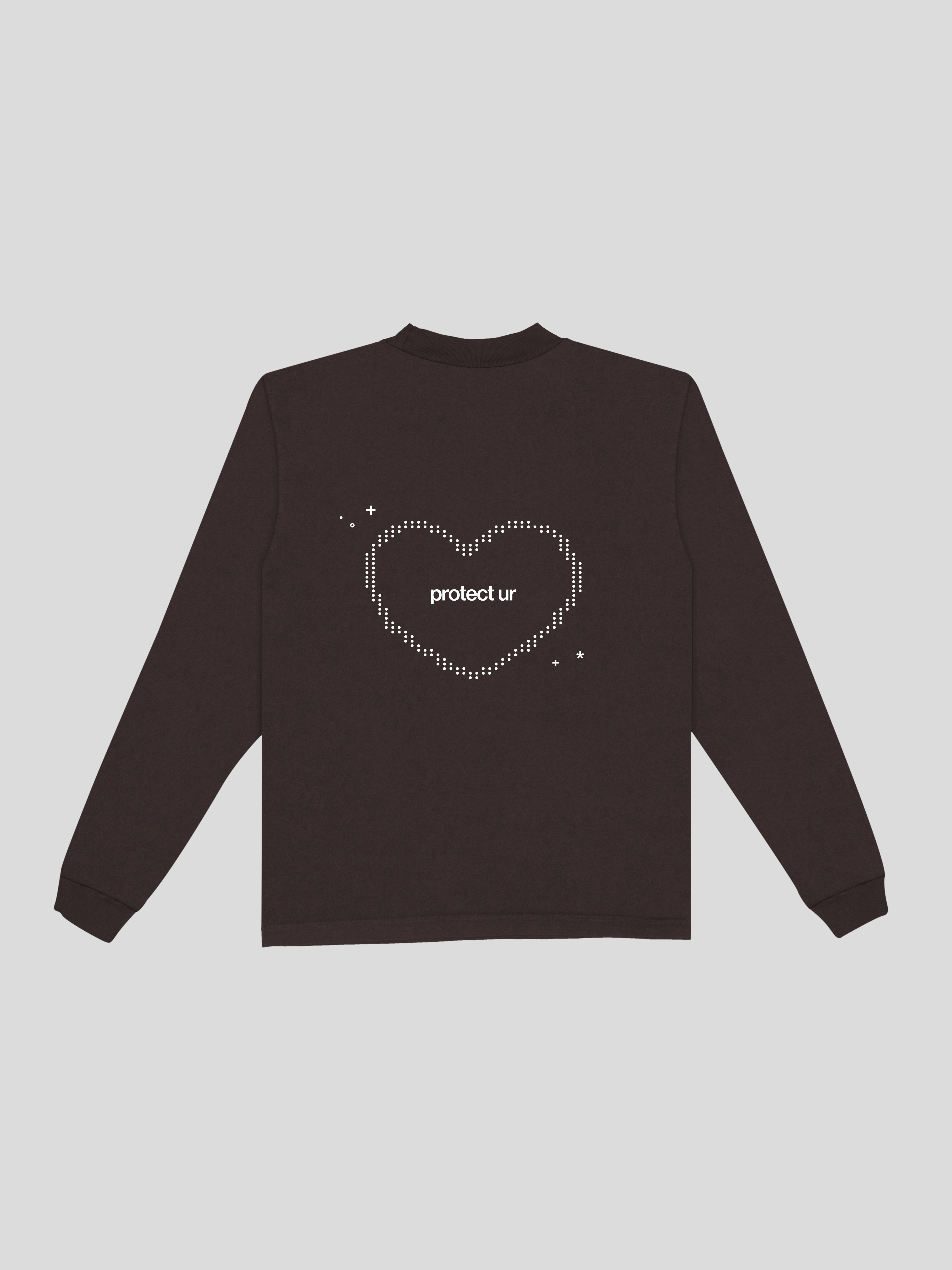 protect your heart long sleeve  – Espresso  — muslim street wear, msw (islamic, modest, unisex, y2k)