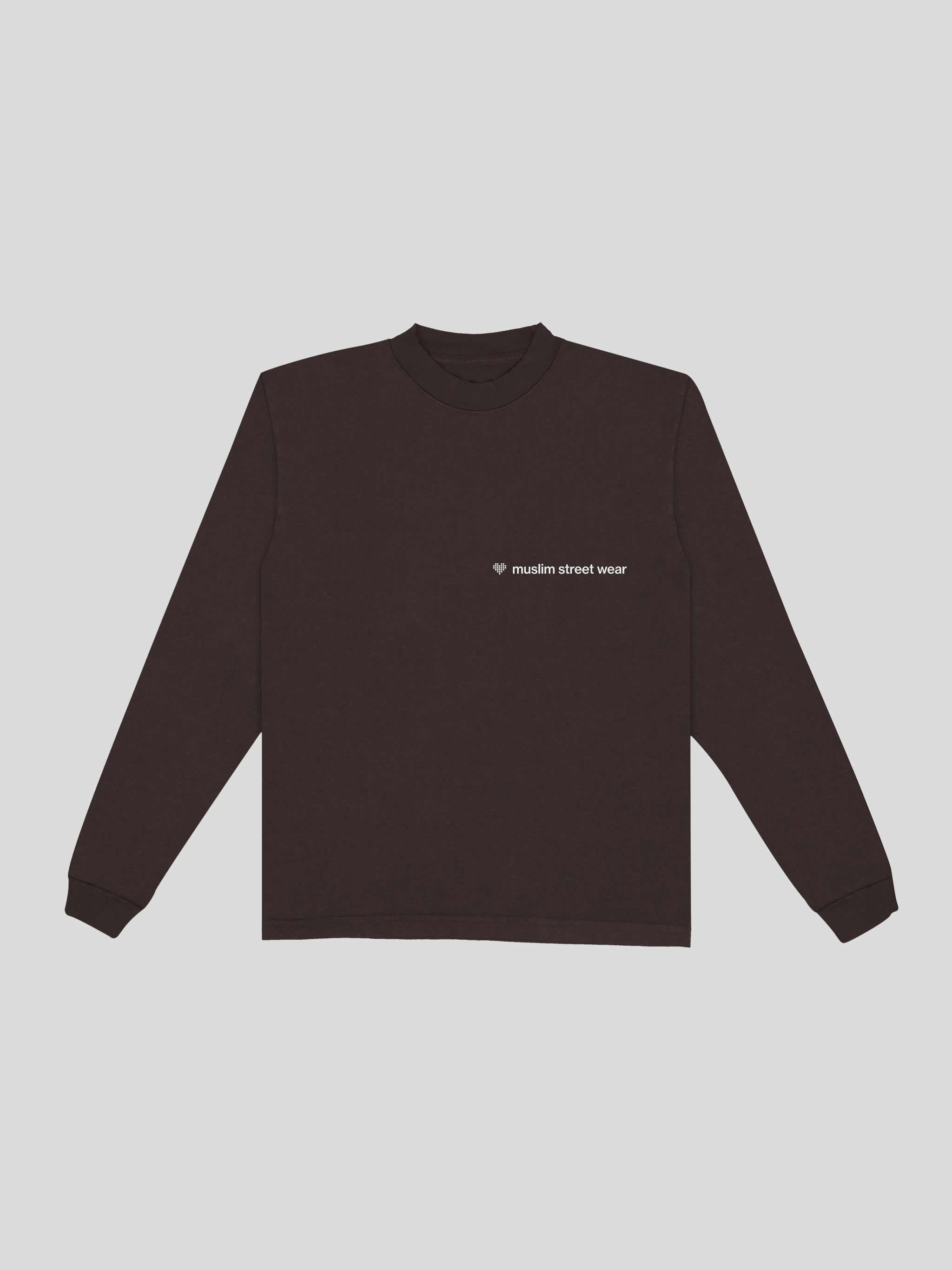 protect your heart long sleeve  – Espresso  — muslim street wear, msw (islamic, modest, unisex, y2k)