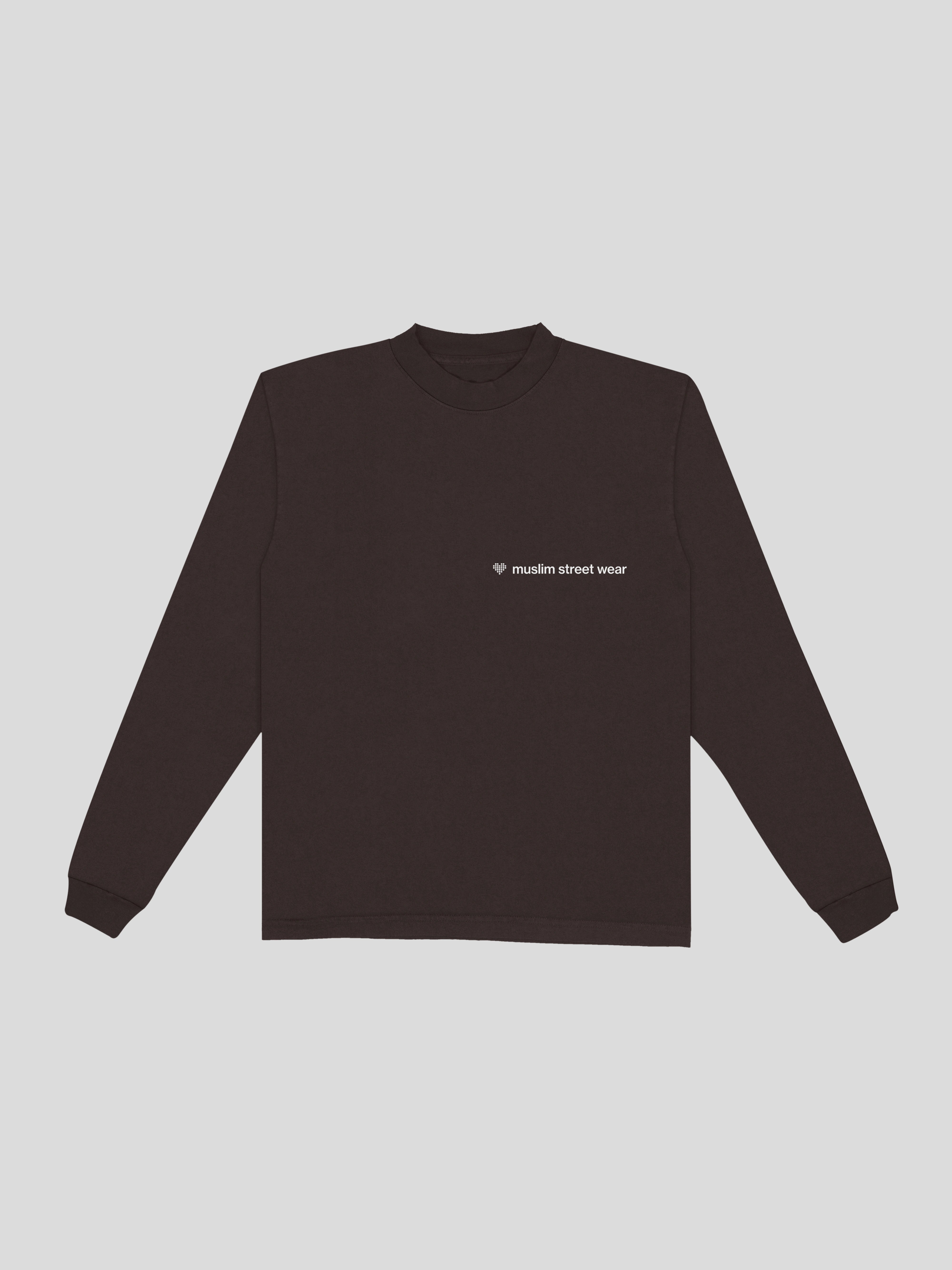 protect your heart long sleeve  – Espresso  — muslim street wear, msw (islamic, modest, unisex, y2k)