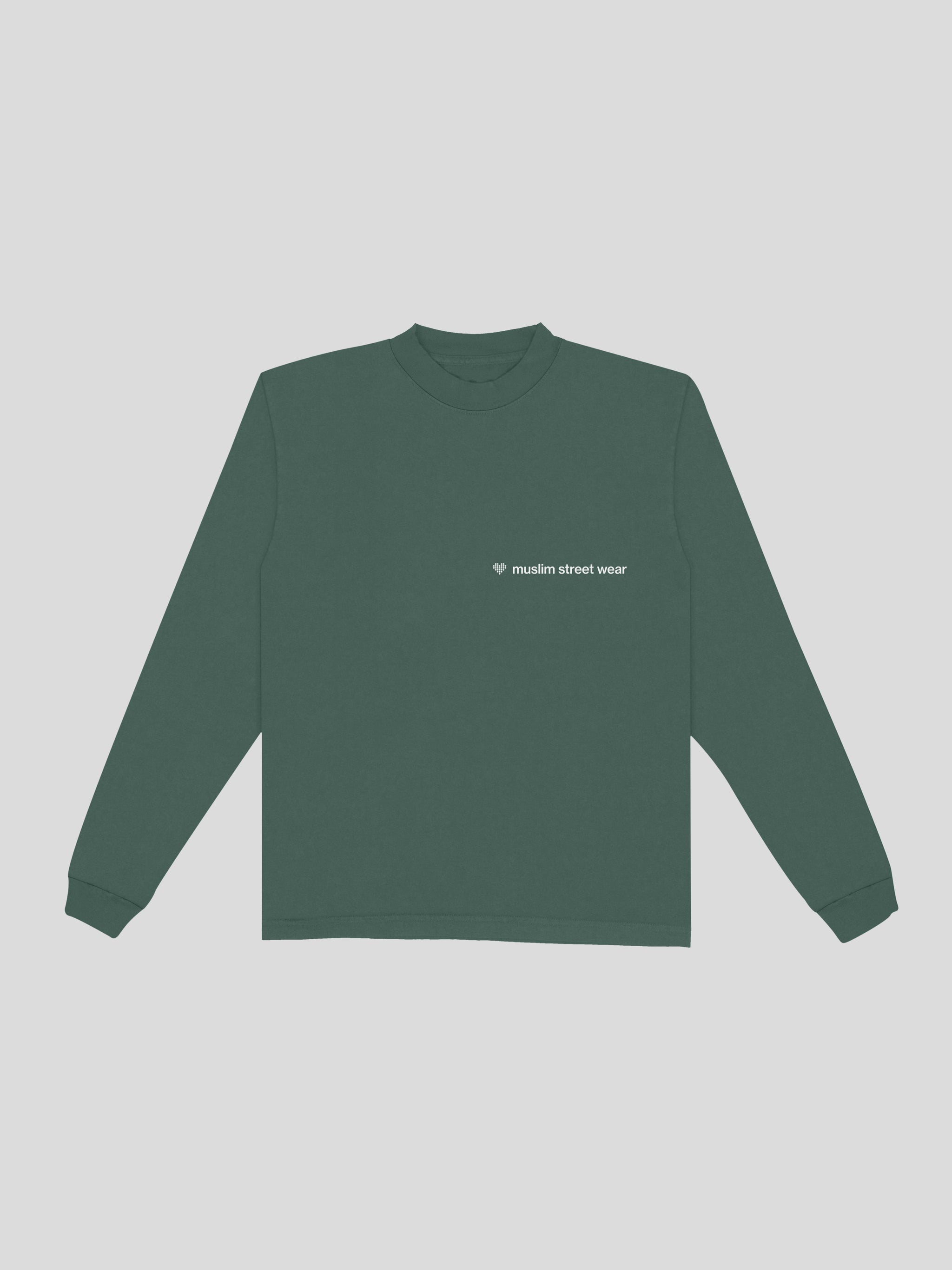 protect your heart long sleeve  – Viridian  — muslim street wear, msw (islamic, modest, unisex, y2k)