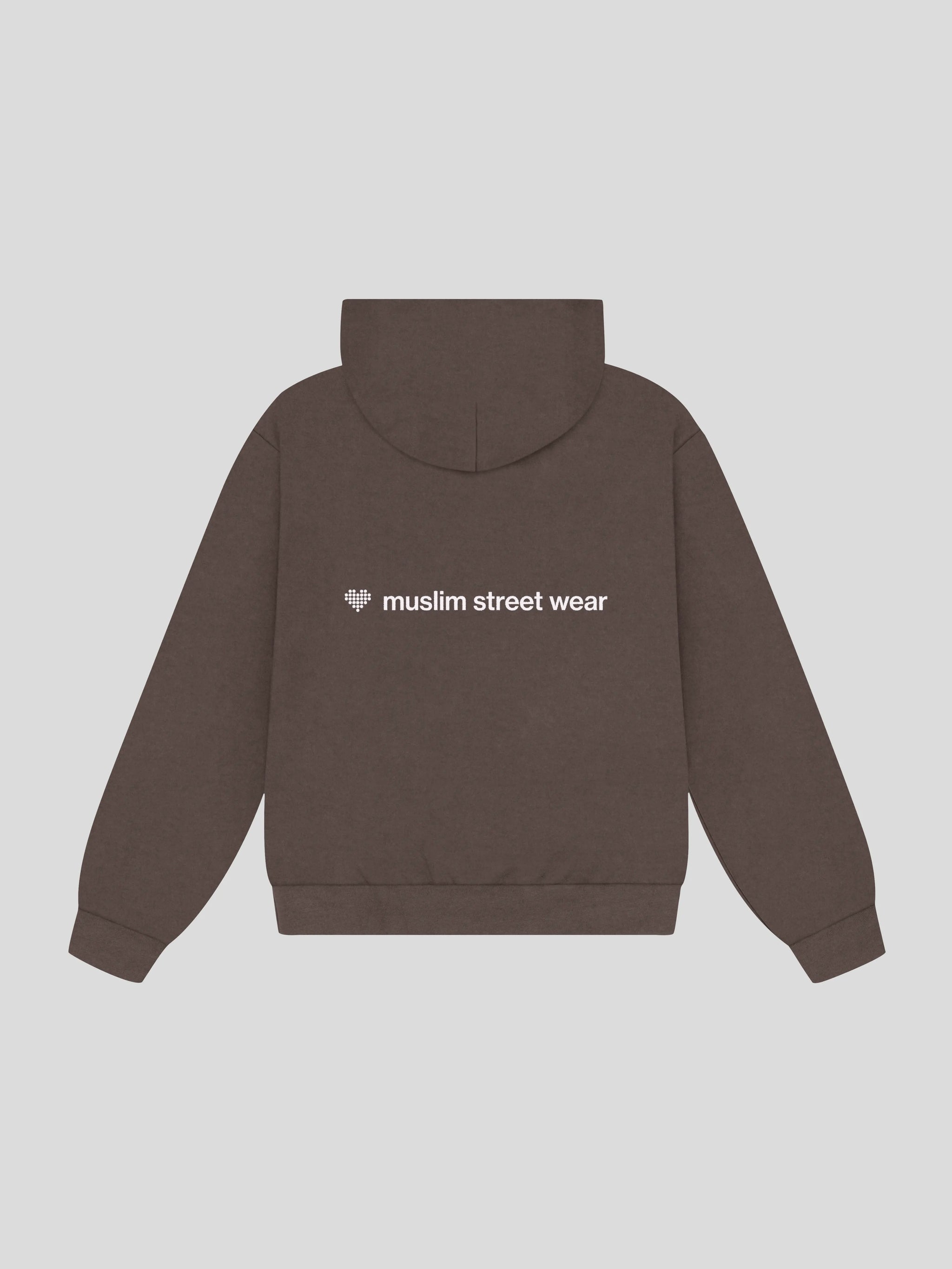 Uniform Boxy Hoodie – Mud (Back) — muslim street wear, msw (islamic, modest, unisex, y2k)