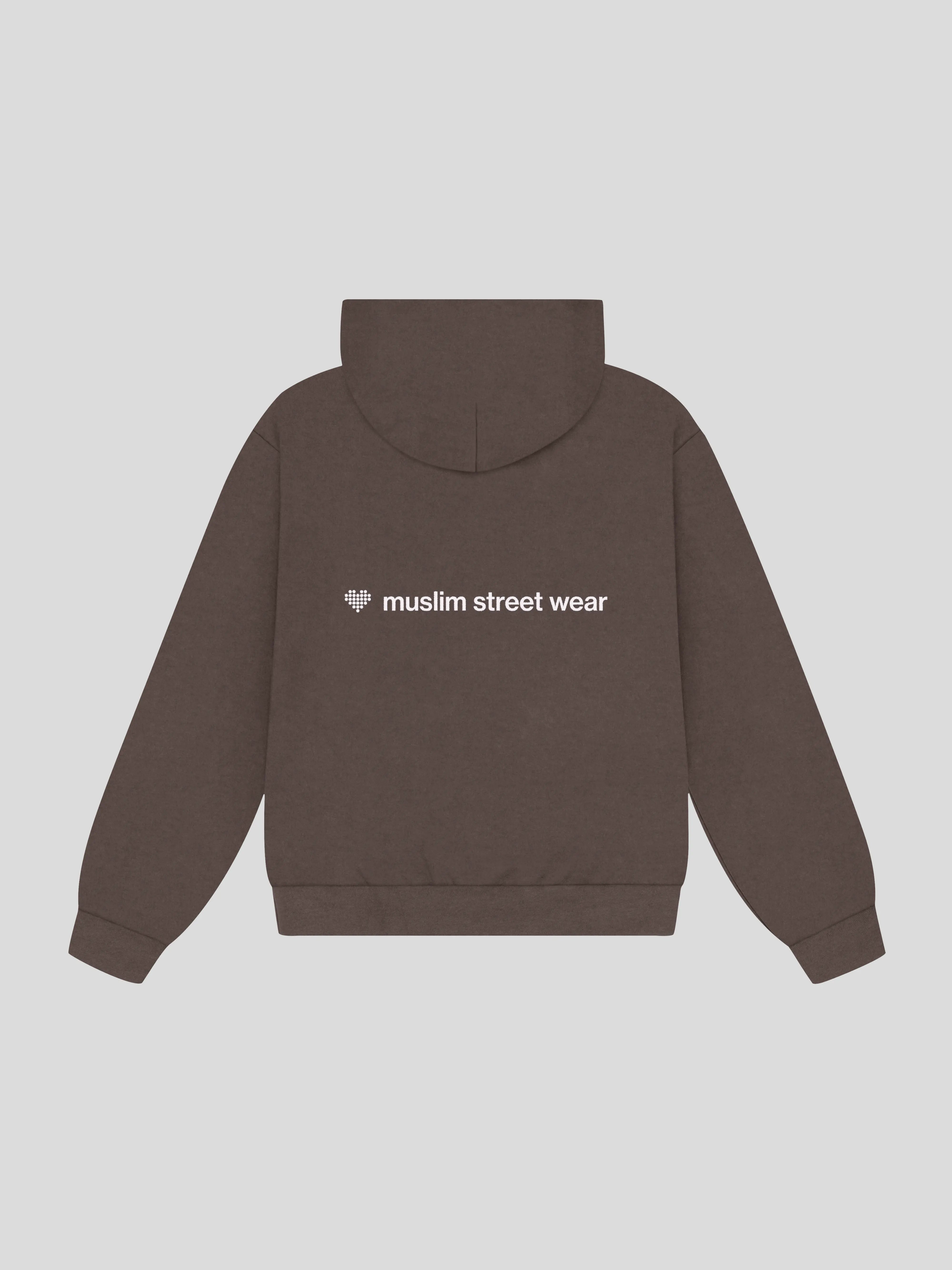 Uniform Boxy Hoodie – Mud (Back) — muslim street wear, msw (islamic, modest, unisex, y2k)