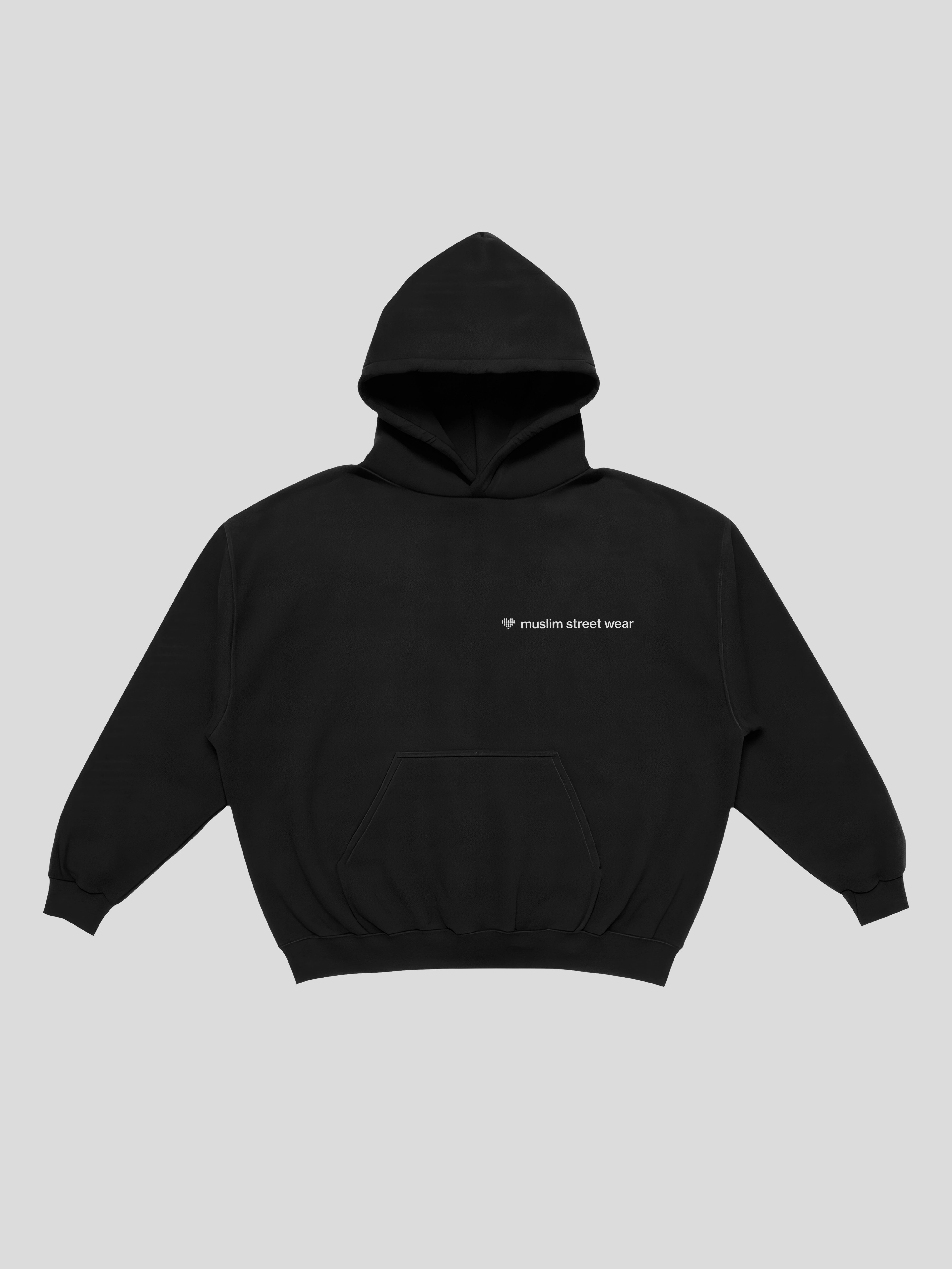 msw Uniform Boxy Hoodie – black — muslim street wear, msw (islamic, modest, unisex, y2k)