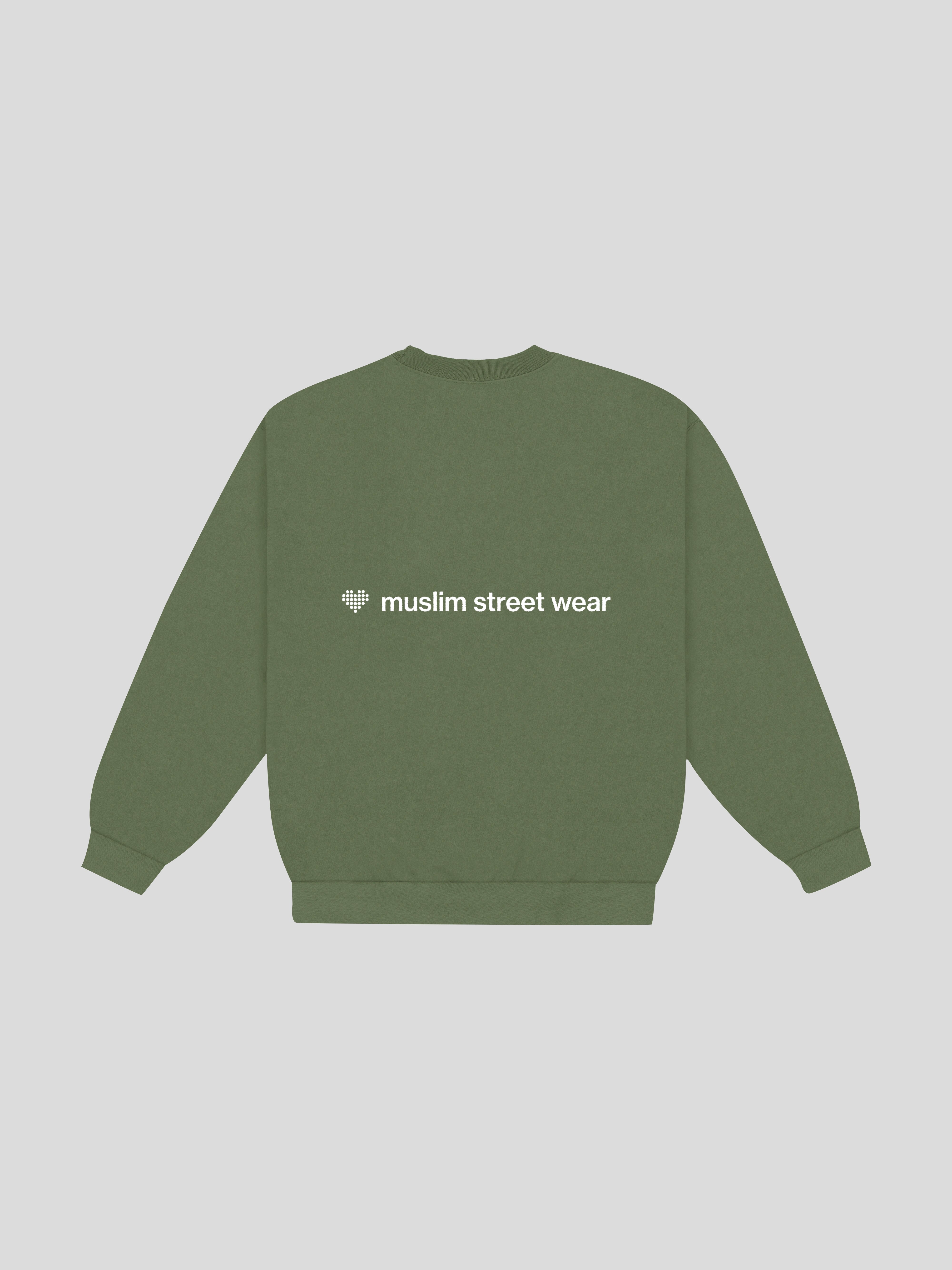 Uniform Boxy Crewneck – Olive — muslim street wear, msw (islamic, modest, unisex, y2k)