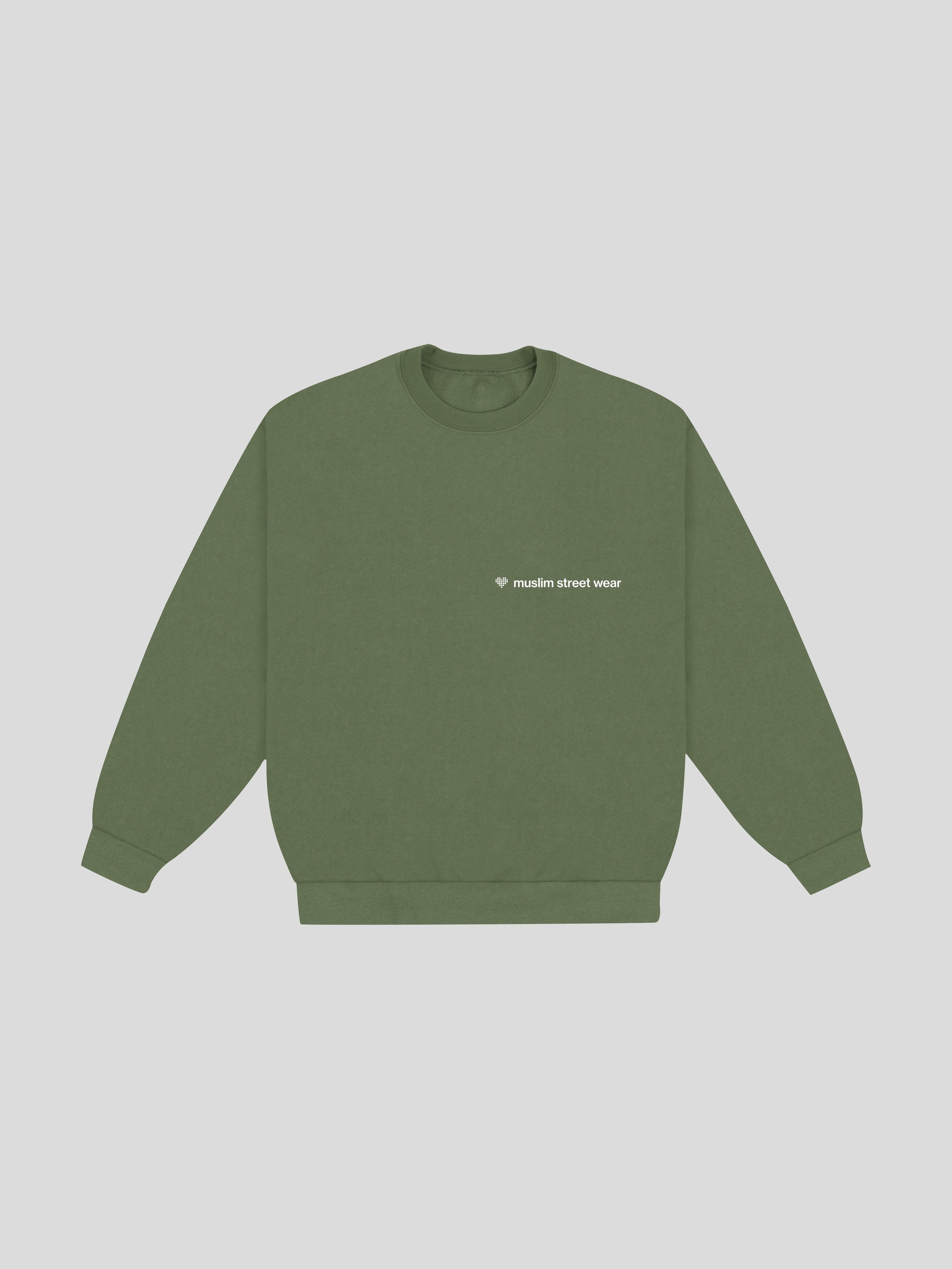 Uniform Boxy Crewneck – Olive — muslim street wear, msw (islamic, modest, unisex, y2k)