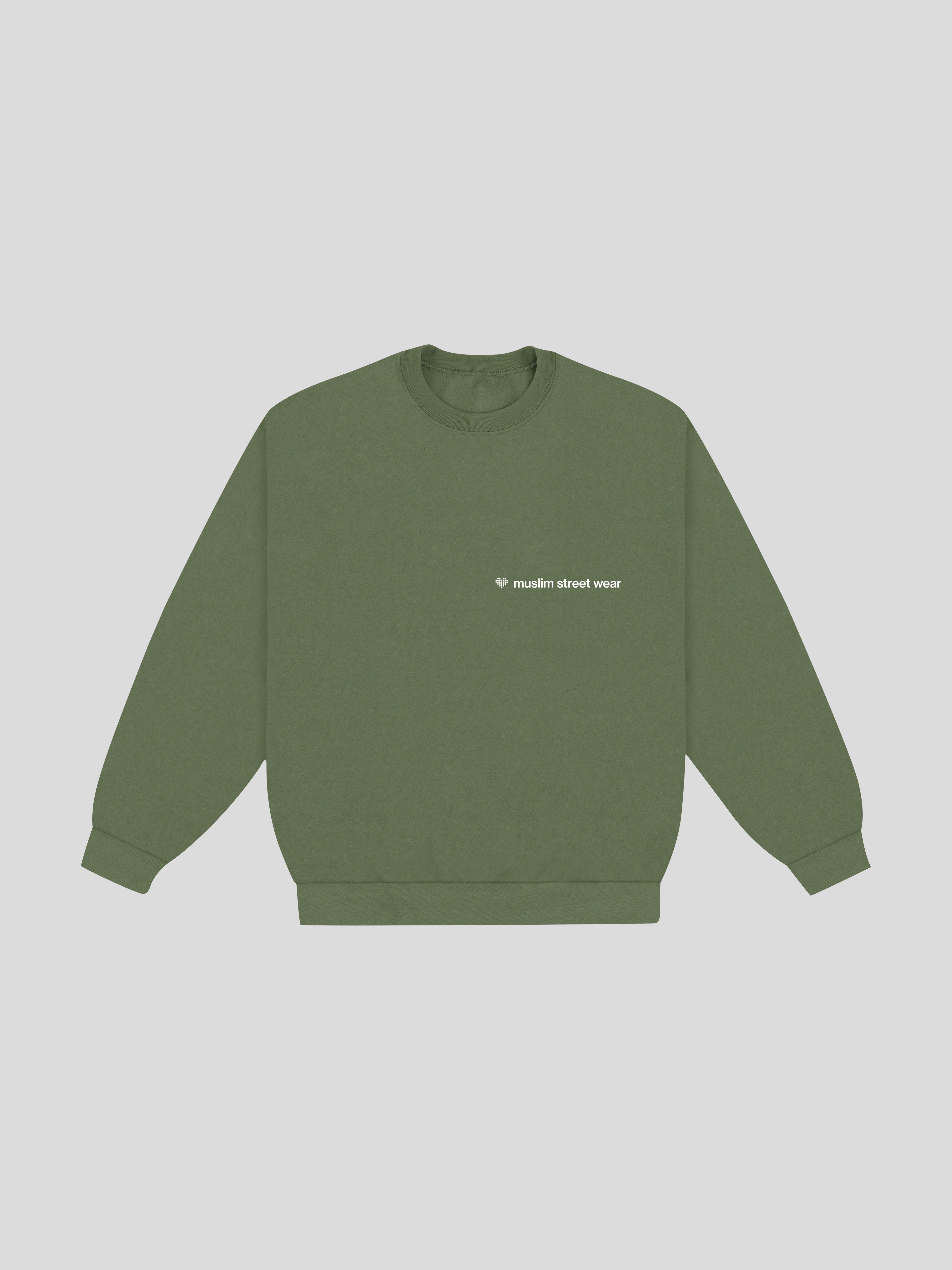 Uniform Boxy Crewneck – Olive — muslim street wear, msw (islamic, modest, unisex, y2k)
