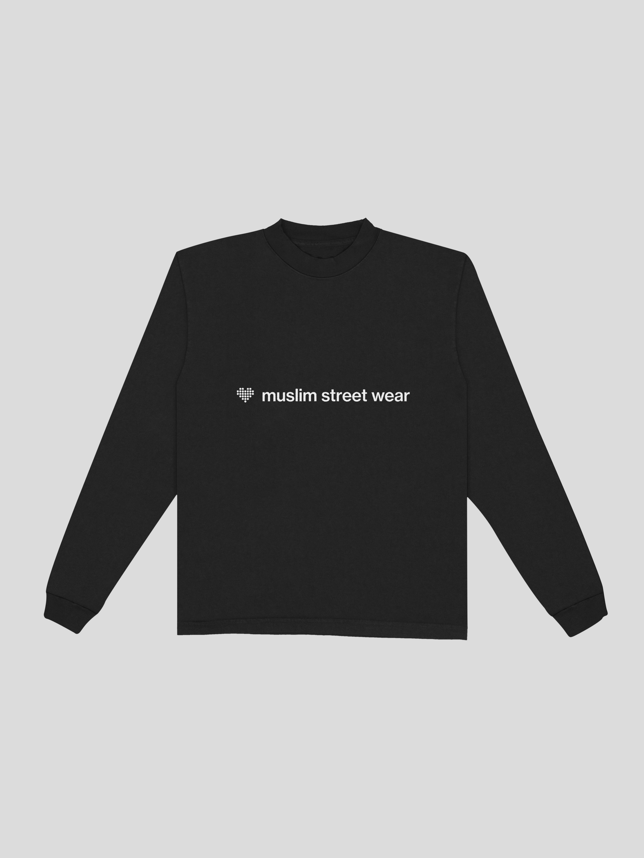 I love muslim street wear long sleeve  – Black (Front) — muslim street wear, msw (islamic, modest, unisex, y2k)