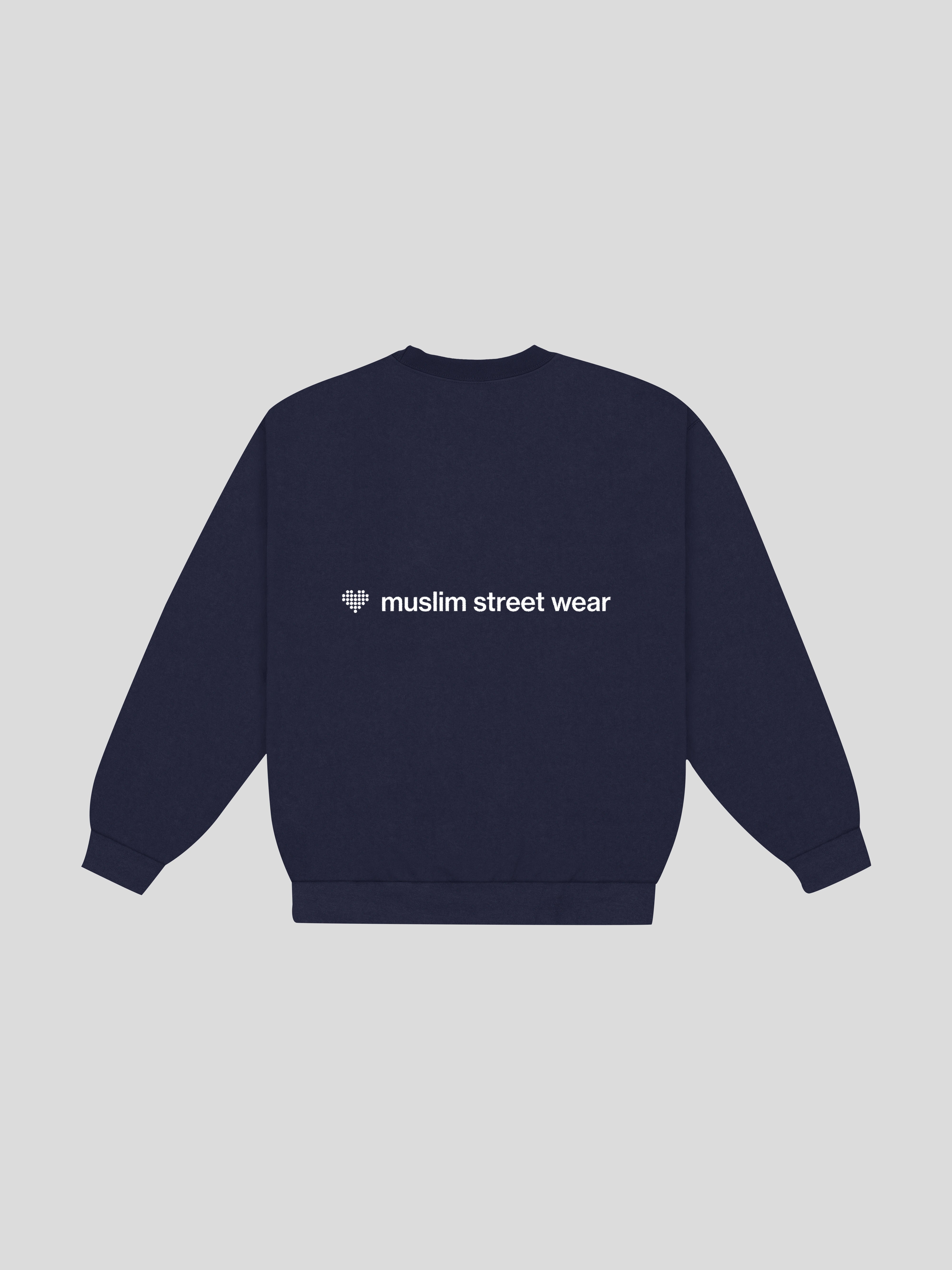 Uniform Boxy Crewneck – Navy — muslim street wear, msw (islamic, modest, unisex, y2k)