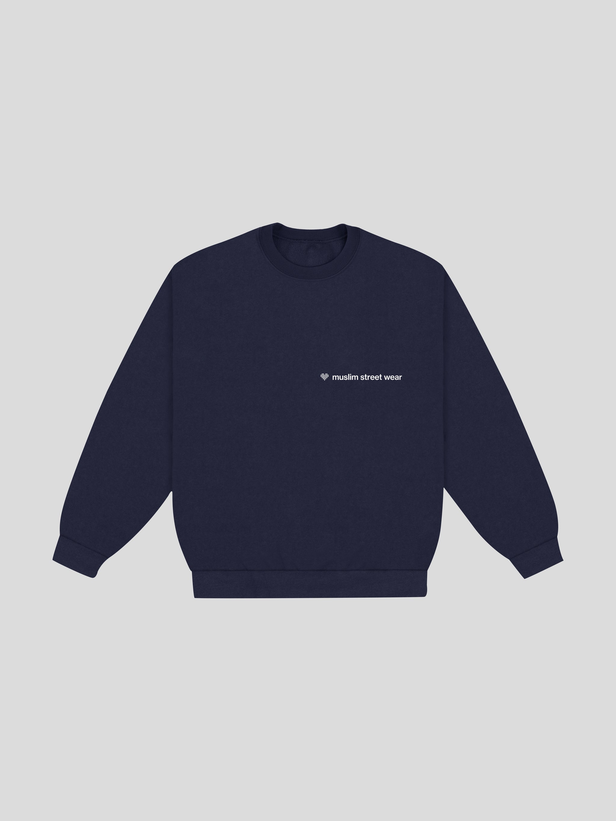 Uniform Boxy Crewneck – Navy — muslim street wear, msw (islamic, modest, unisex, y2k)