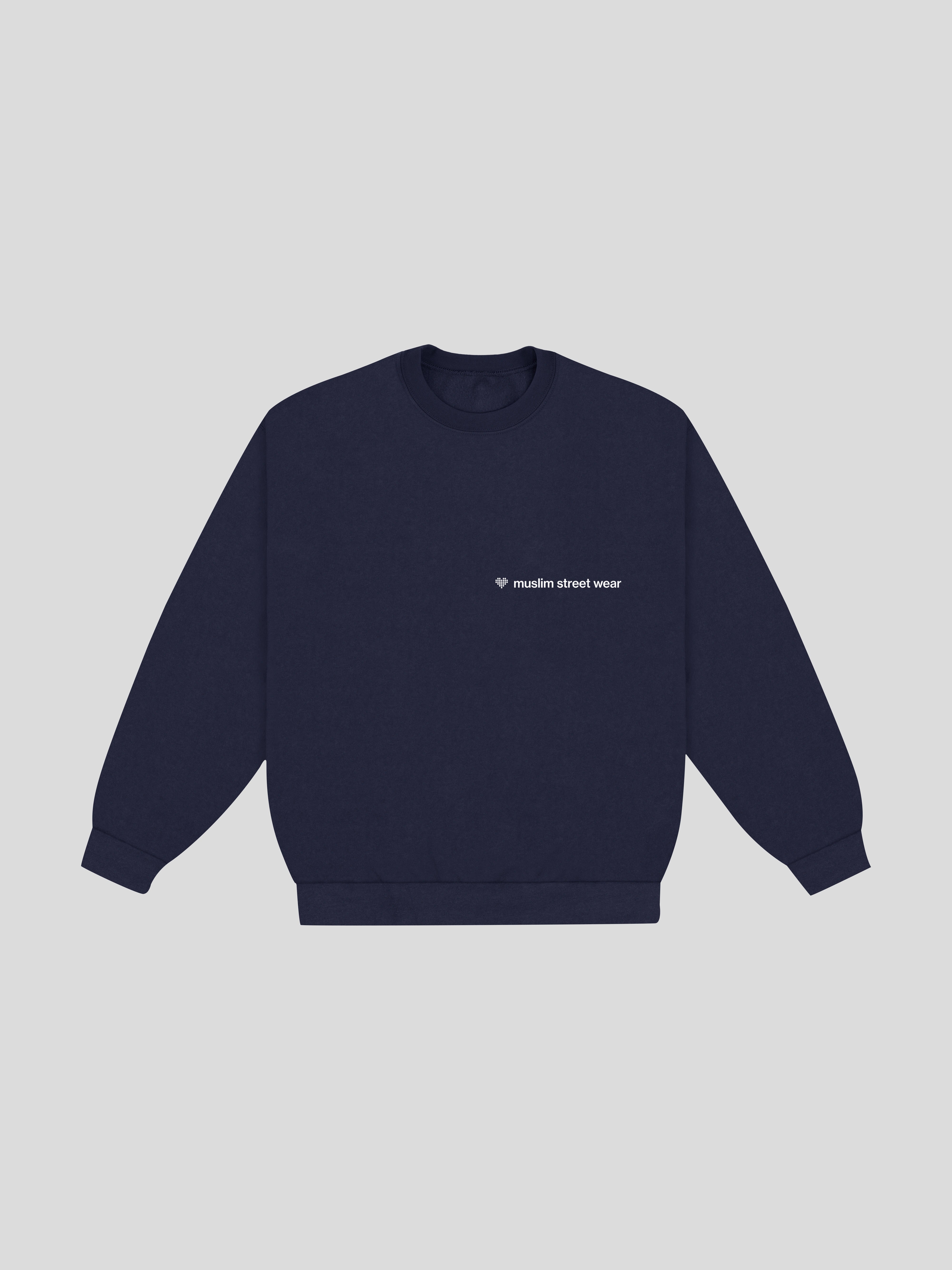 Uniform Boxy Crewneck – Navy — muslim street wear, msw (islamic, modest, unisex, y2k)