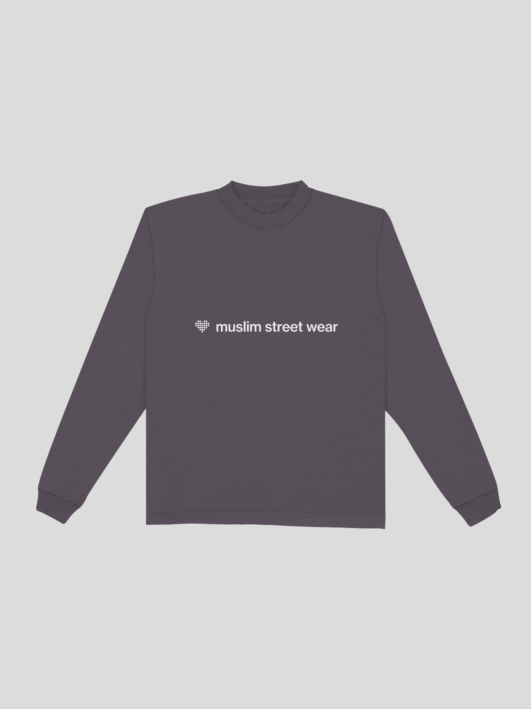 I love muslim street wear long sleeve  – Plum (Front) — muslim street wear, msw (islamic, modest, unisex, y2k)