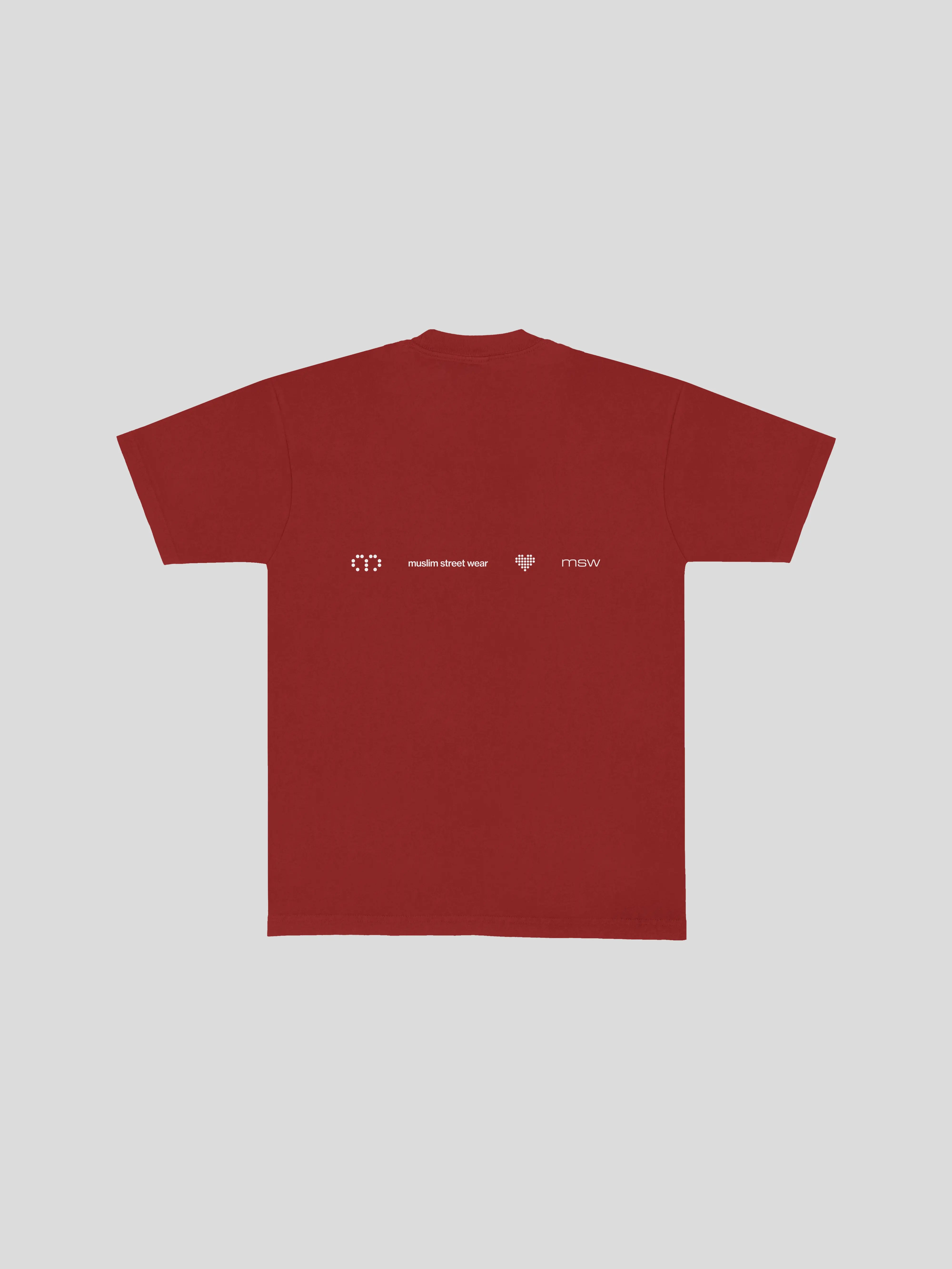 I love muslim street wear t-shirt  – Tomato (Back) — muslim street wear, msw (islamic, modest, unisex, y2k)
