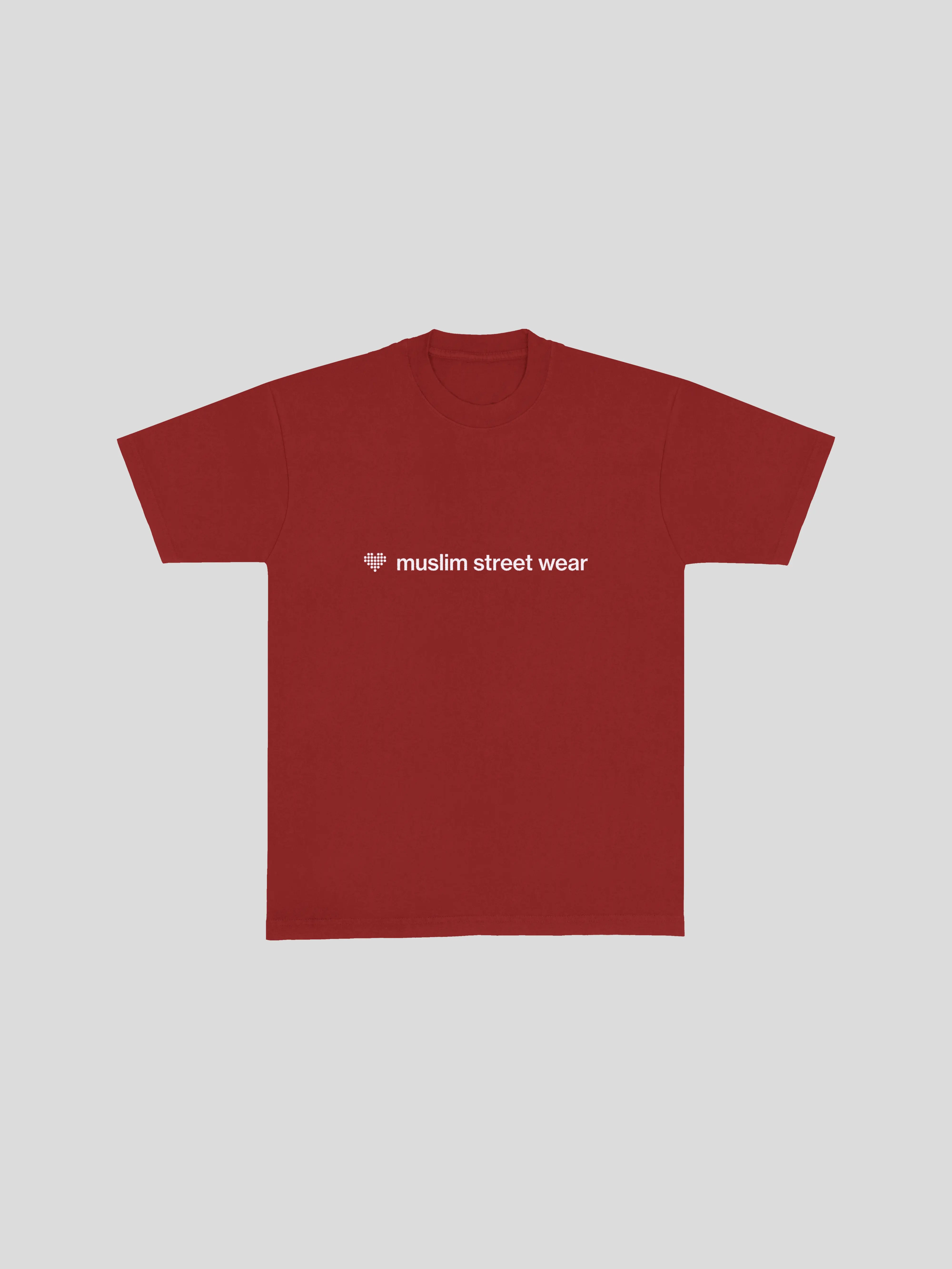 I love muslim street wear t-shirt  – Tomato (Front) — muslim street wear, msw (islamic, modest, unisex, y2k)