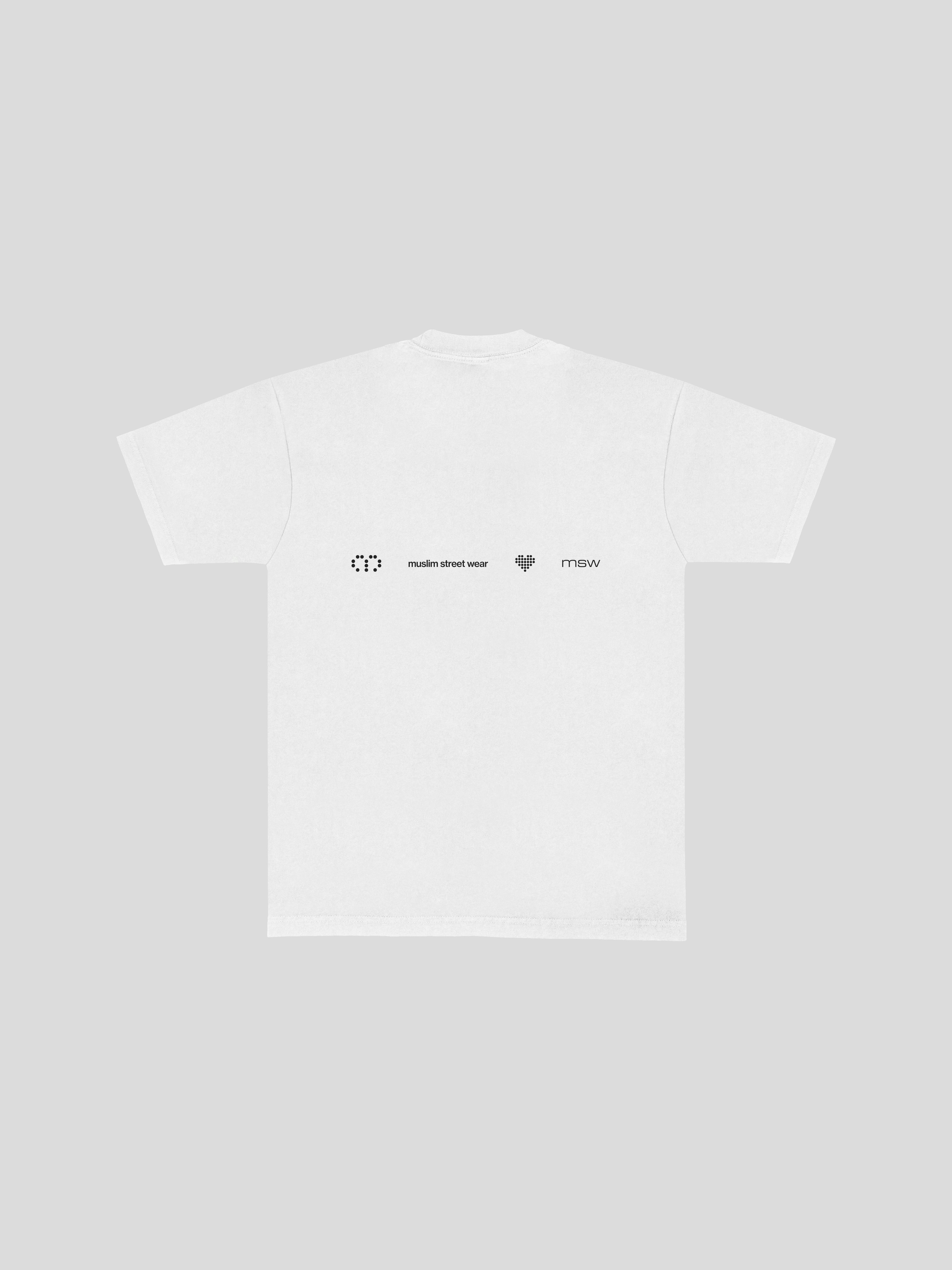I love muslim street wear t-shirt  – White (Back) — muslim street wear, msw (islamic, modest, unisex, y2k)