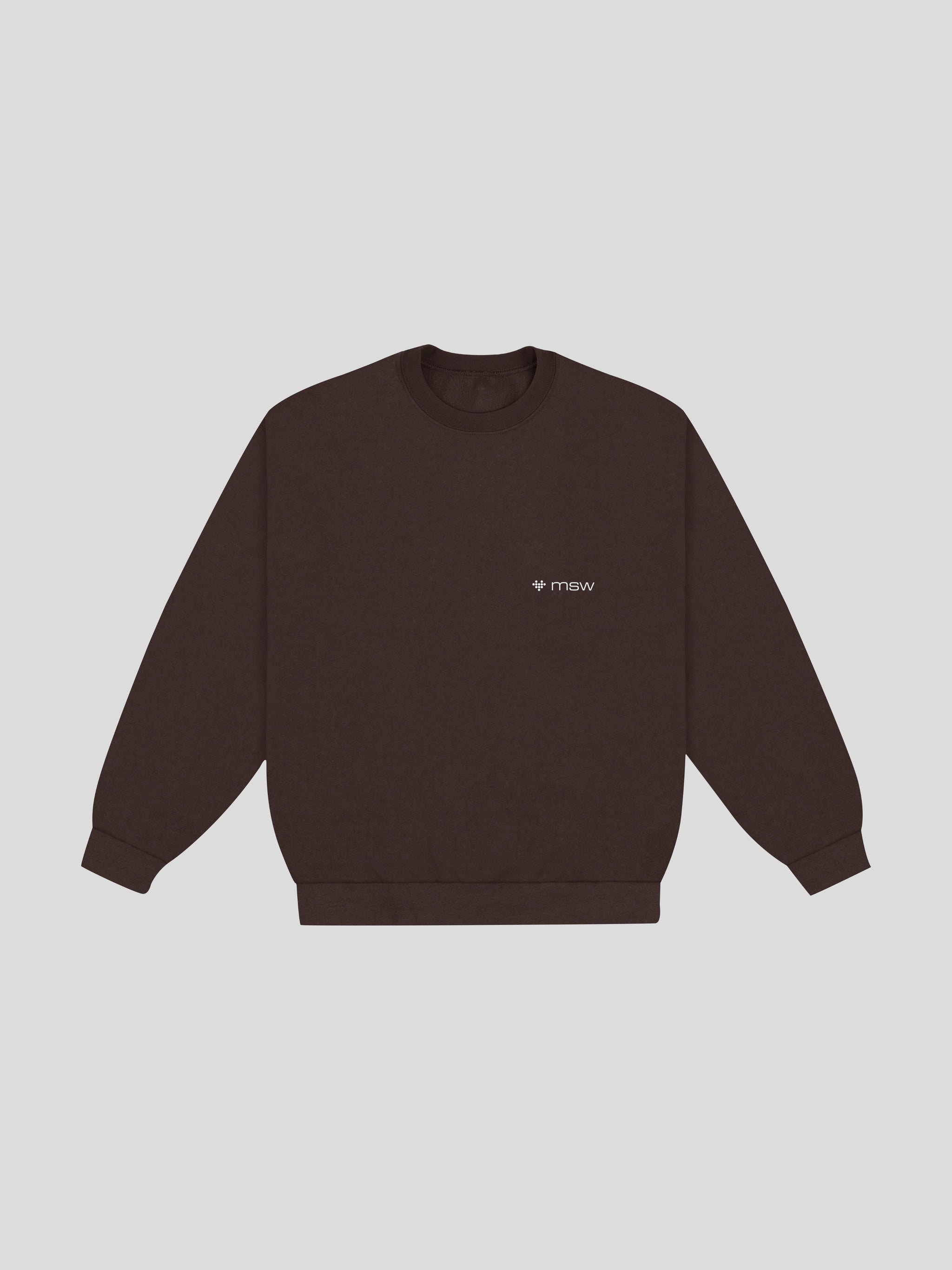 msw Soul Reviving Devotion College Boxy Crewneck – Espresso — muslim street wear, msw (islamic, modest, unisex, y2k)