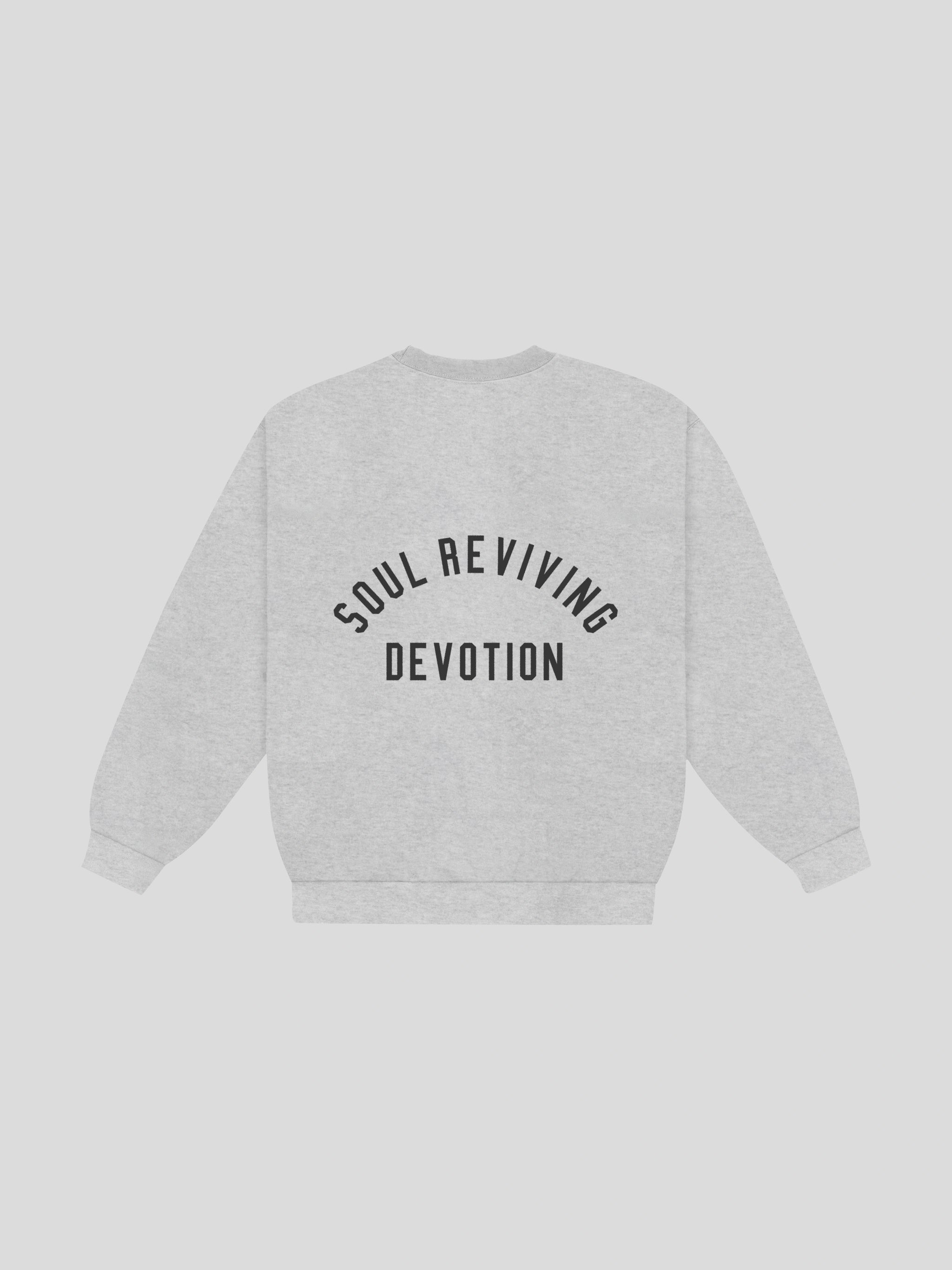 msw Soul Reviving Devotion College Boxy Crewneck – Heather — muslim street wear, msw (islamic, modest, unisex, y2k)