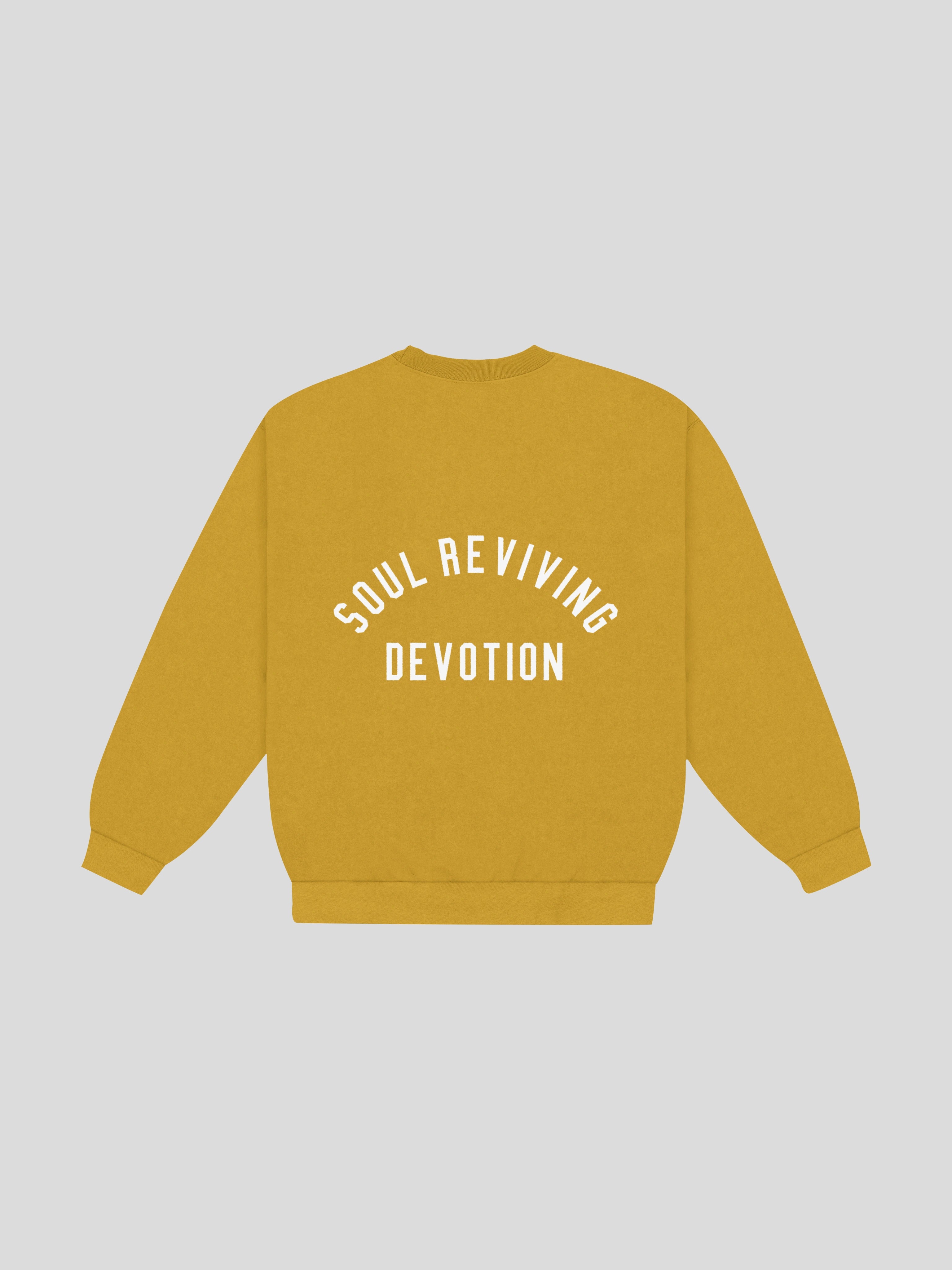 msw Soul Reviving Devotion College Boxy Crewneck – Mango — muslim street wear, msw (islamic, modest, unisex, y2k)