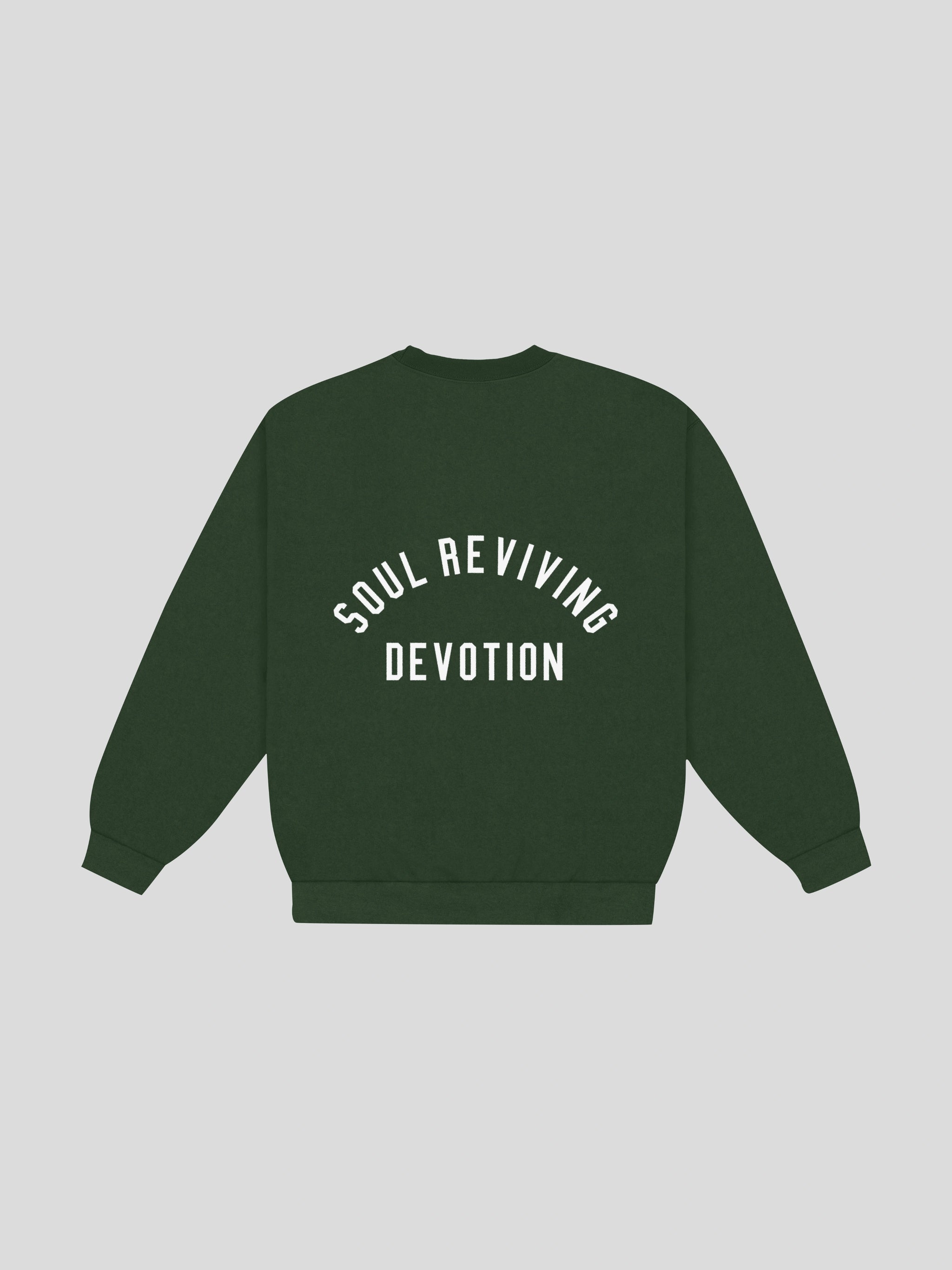 msw Soul Reviving Devotion College Boxy Crewneck – Nori — muslim street wear, msw (islamic, modest, unisex, y2k)