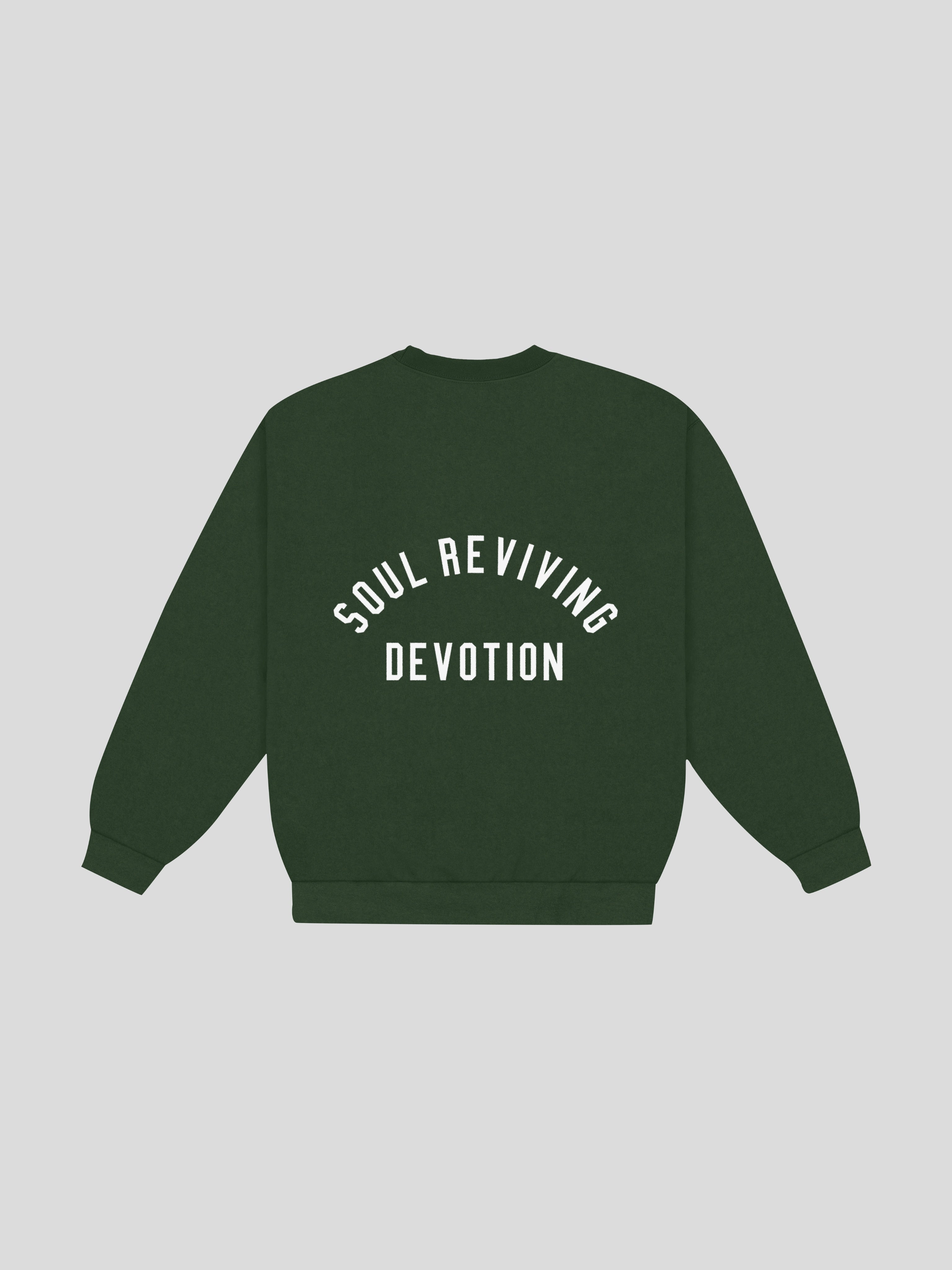 msw Soul Reviving Devotion College Boxy Crewneck – Nori — muslim street wear, msw (islamic, modest, unisex, y2k)