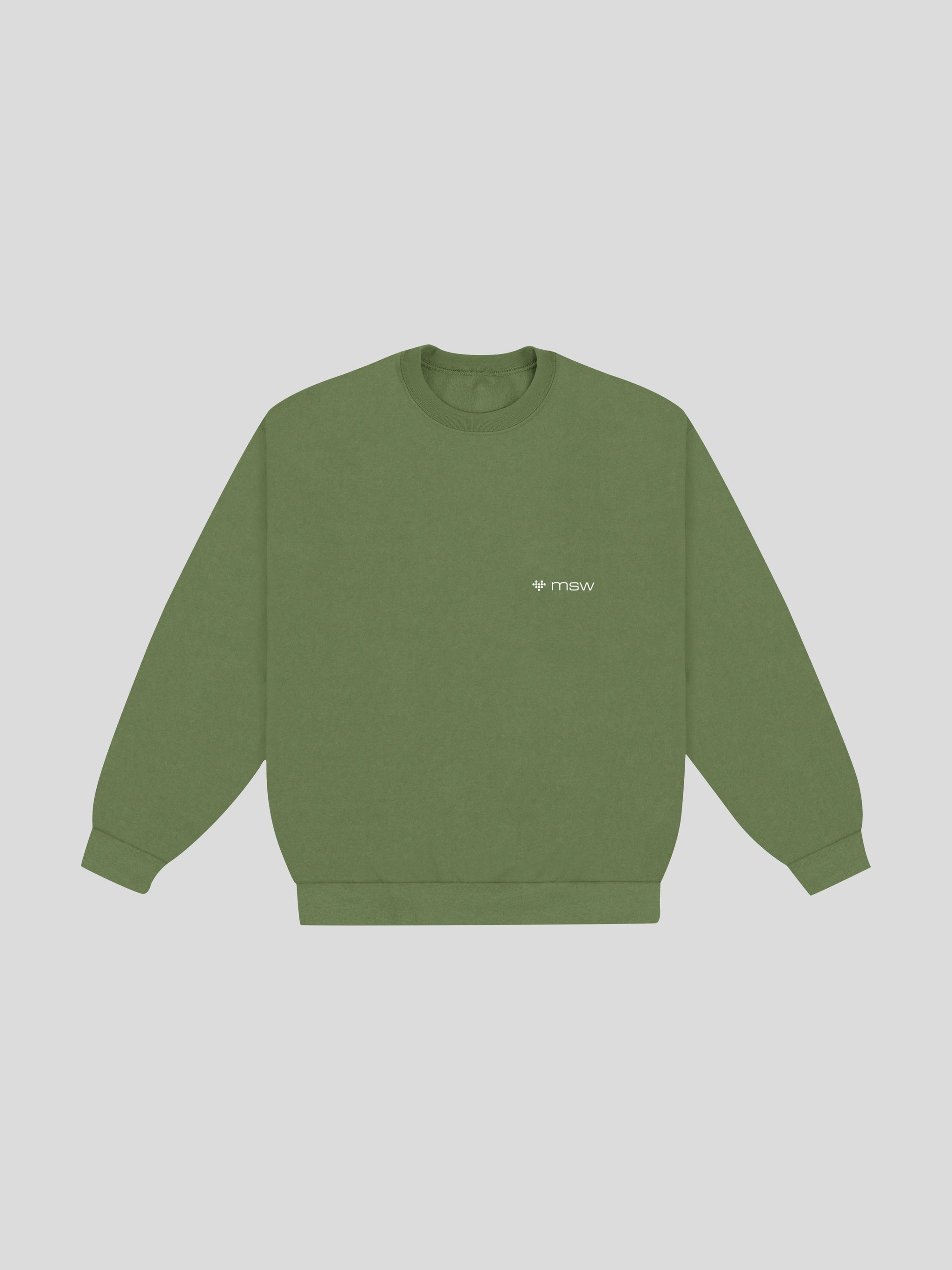 msw Soul Reviving Devotion College Boxy Crewneck – Olive — muslim street wear, msw (islamic, modest, unisex, y2k)