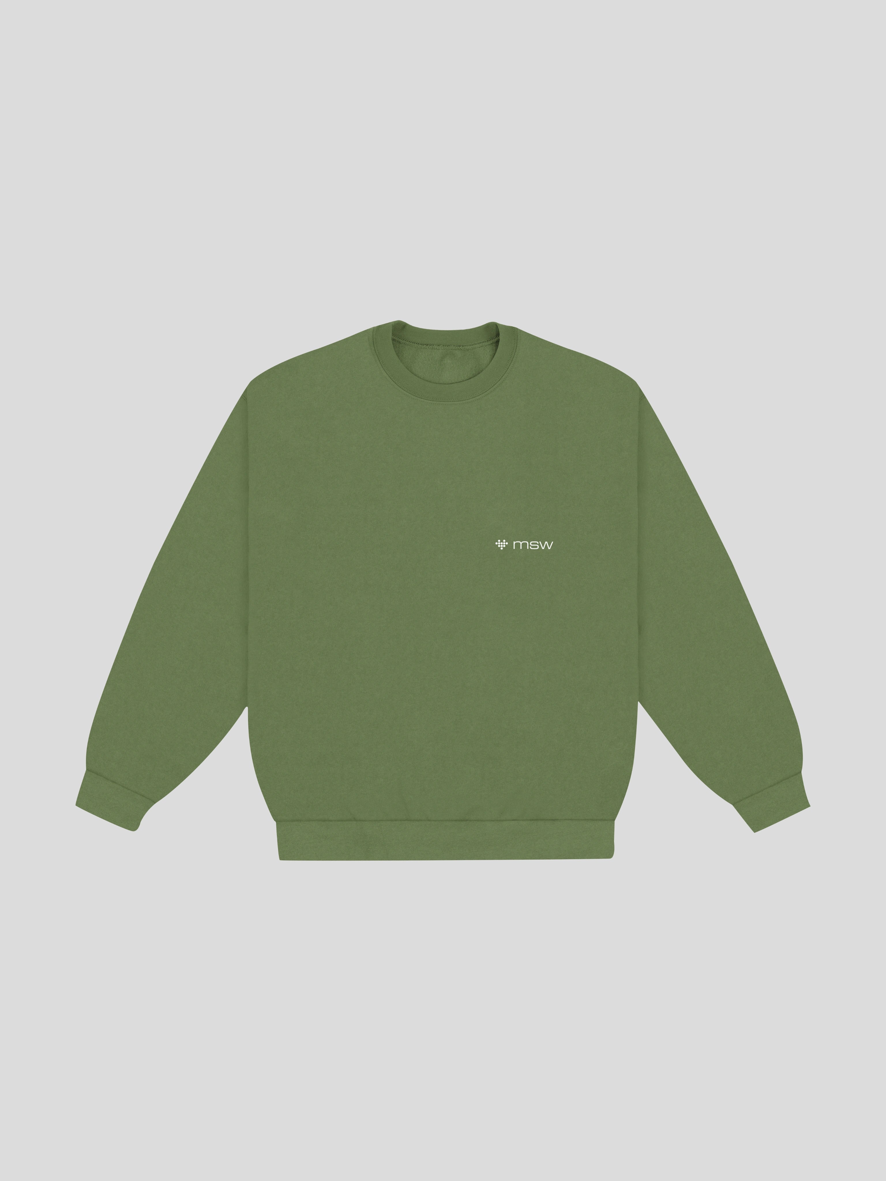 msw Soul Reviving Devotion College Boxy Crewneck – Olive — muslim street wear, msw (islamic, modest, unisex, y2k)