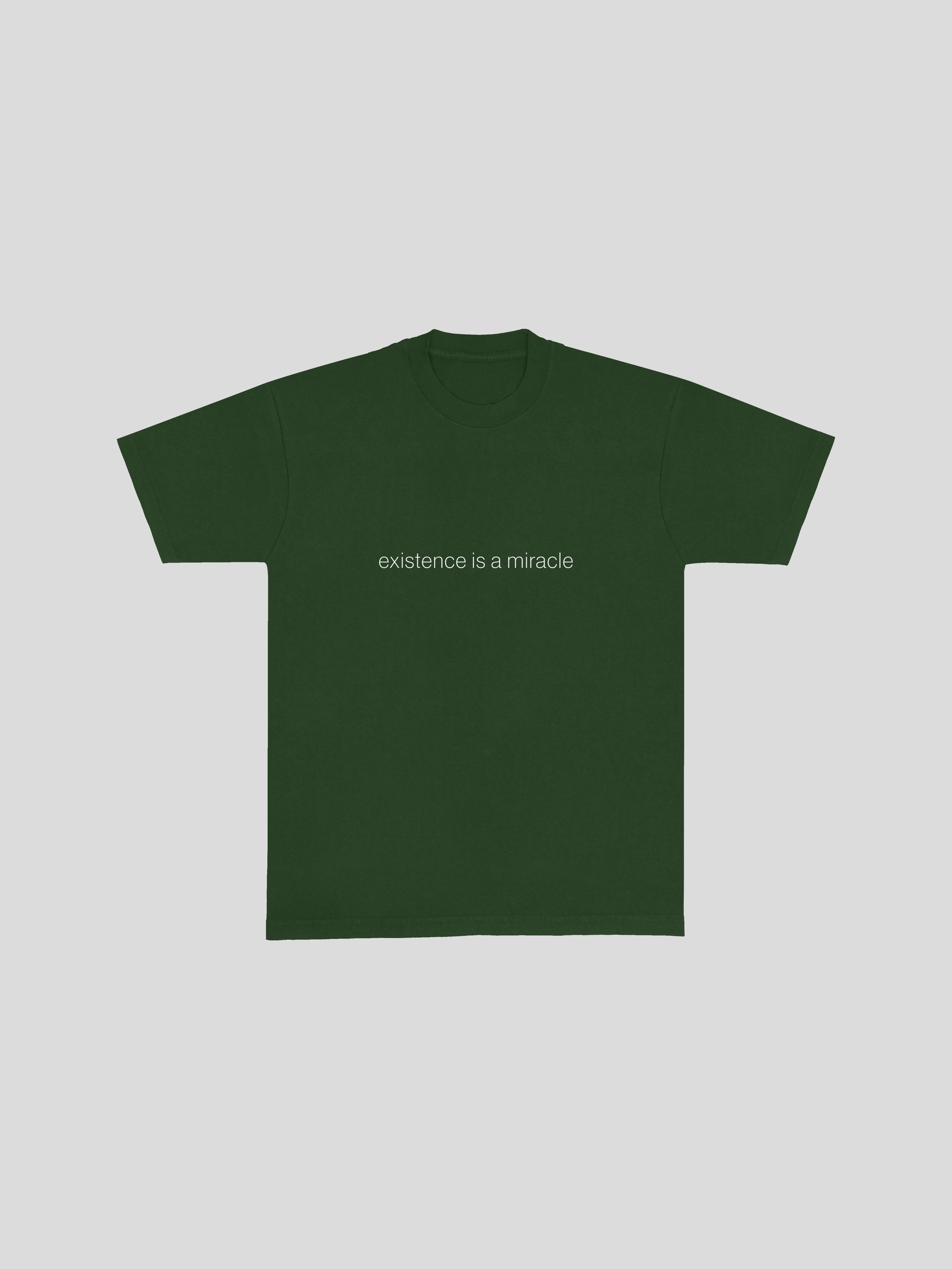 existence is a miracle t-shirt  – Ivy (Front) — muslim street wear, msw (islamic, modest, unisex, y2k)