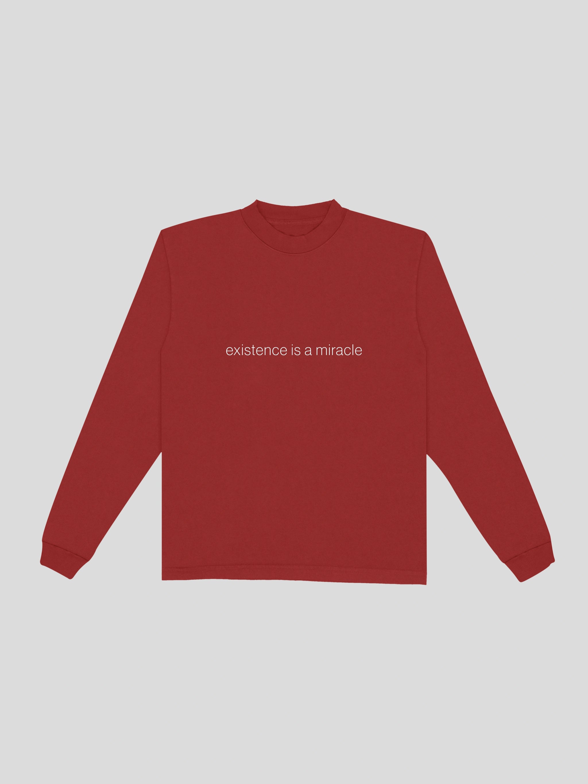 poppy existence is a miracle long sleeve tee shirt — muslim street wear, msw (islamic, modest, unisex, y2k)