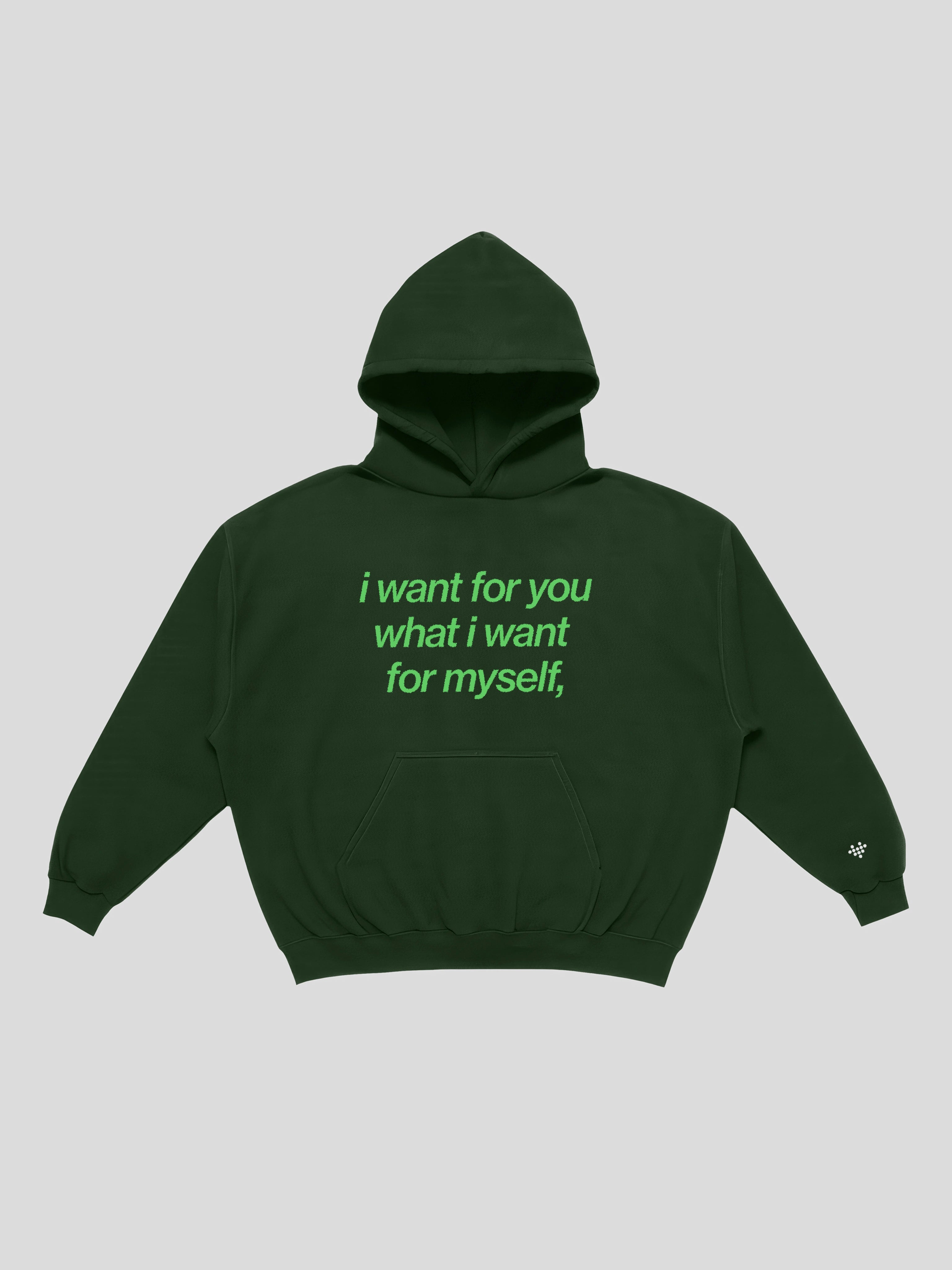 msw I want for you Hoodie – Nori — muslim street wear, msw (islamic, modest, unisex, y2k)