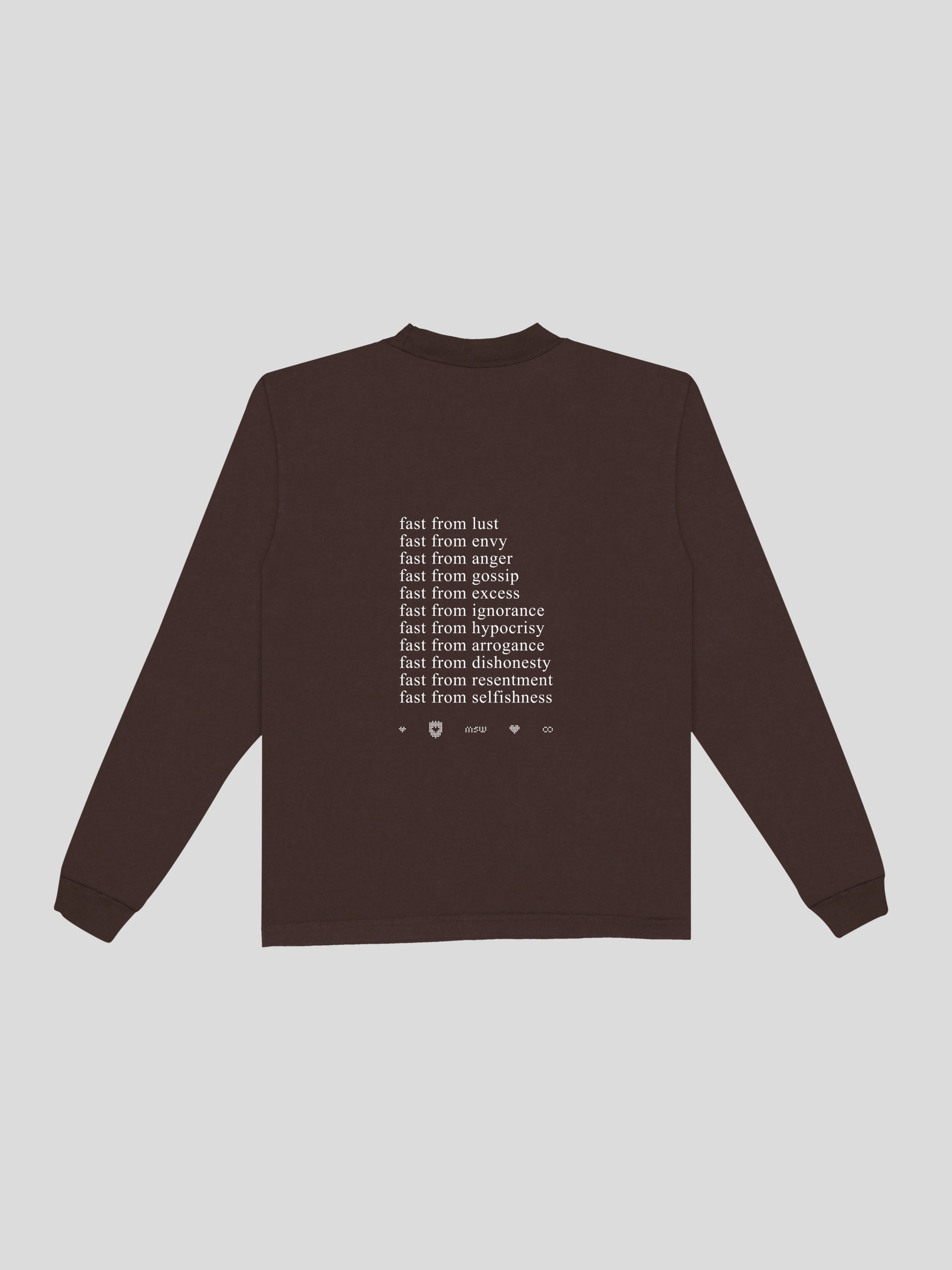 Fasting Ramadan Long Sleeve Tee – Espresso — muslim street wear, msw (islamic, modest, unisex, y2k)