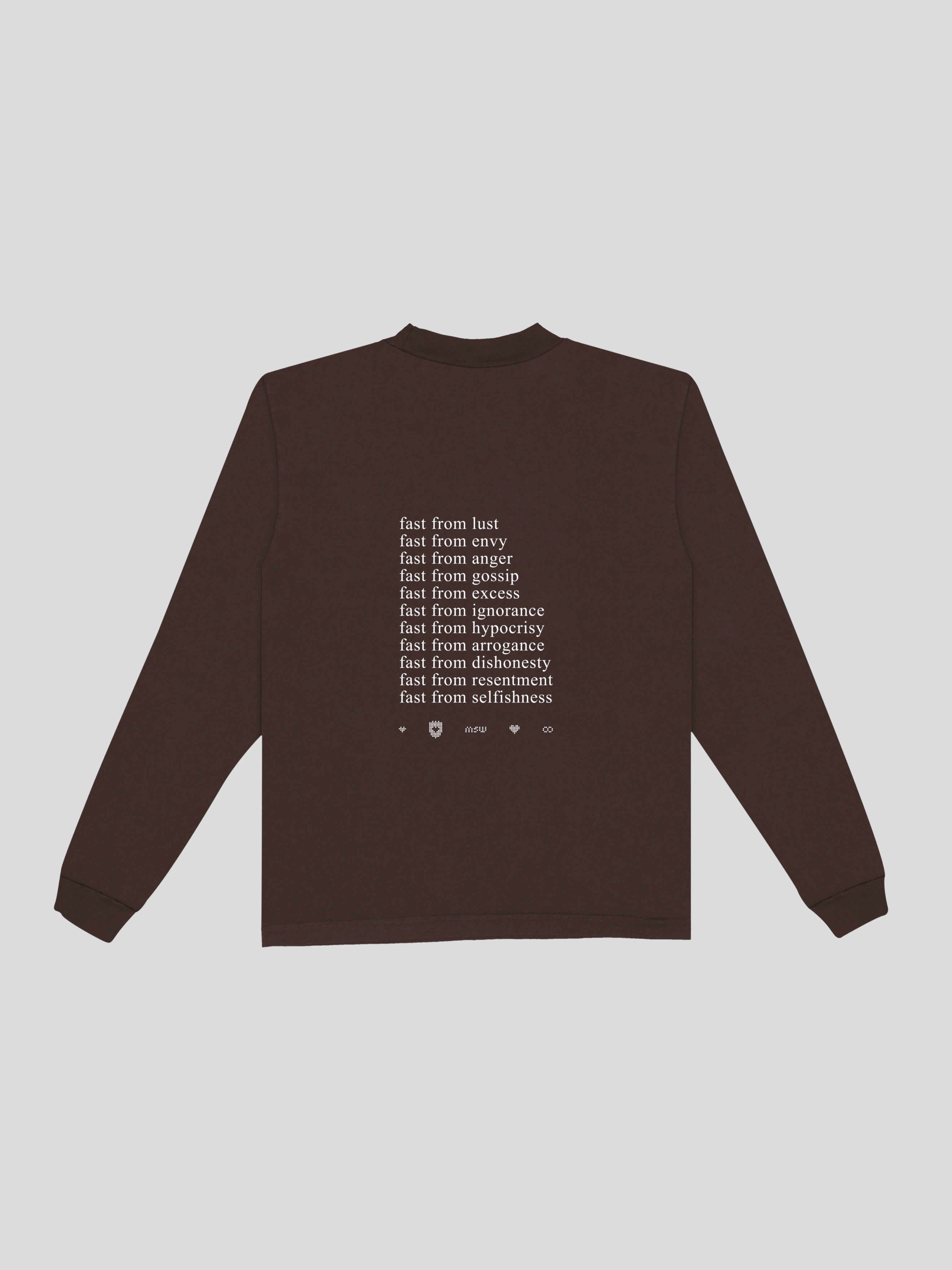 Fasting Ramadan Long Sleeve Tee – Espresso — muslim street wear, msw (islamic, modest, unisex, y2k)