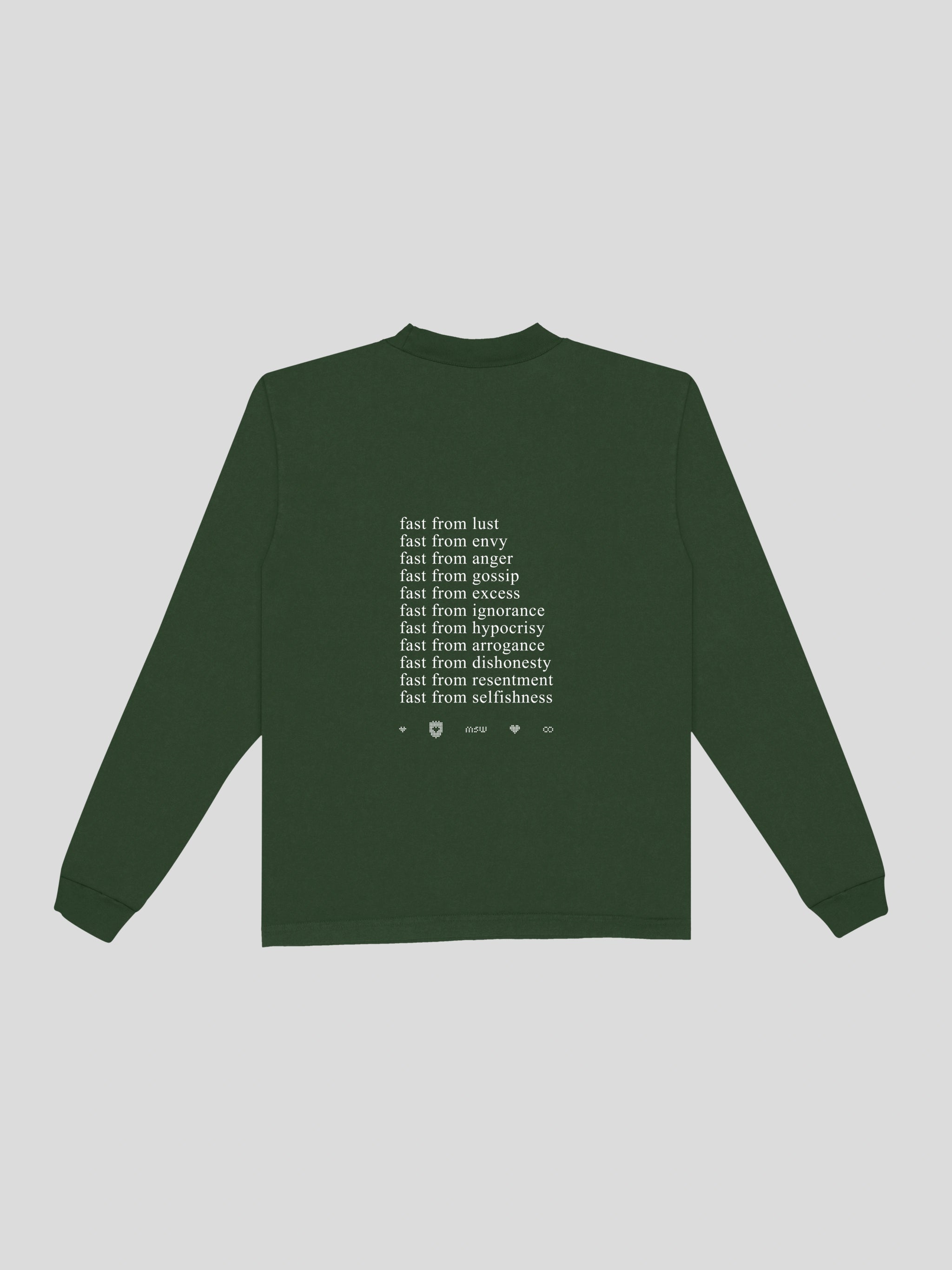 Fasting Ramadan Long Sleeve Tee – Nori — muslim street wear, msw (islamic, modest, unisex, y2k)