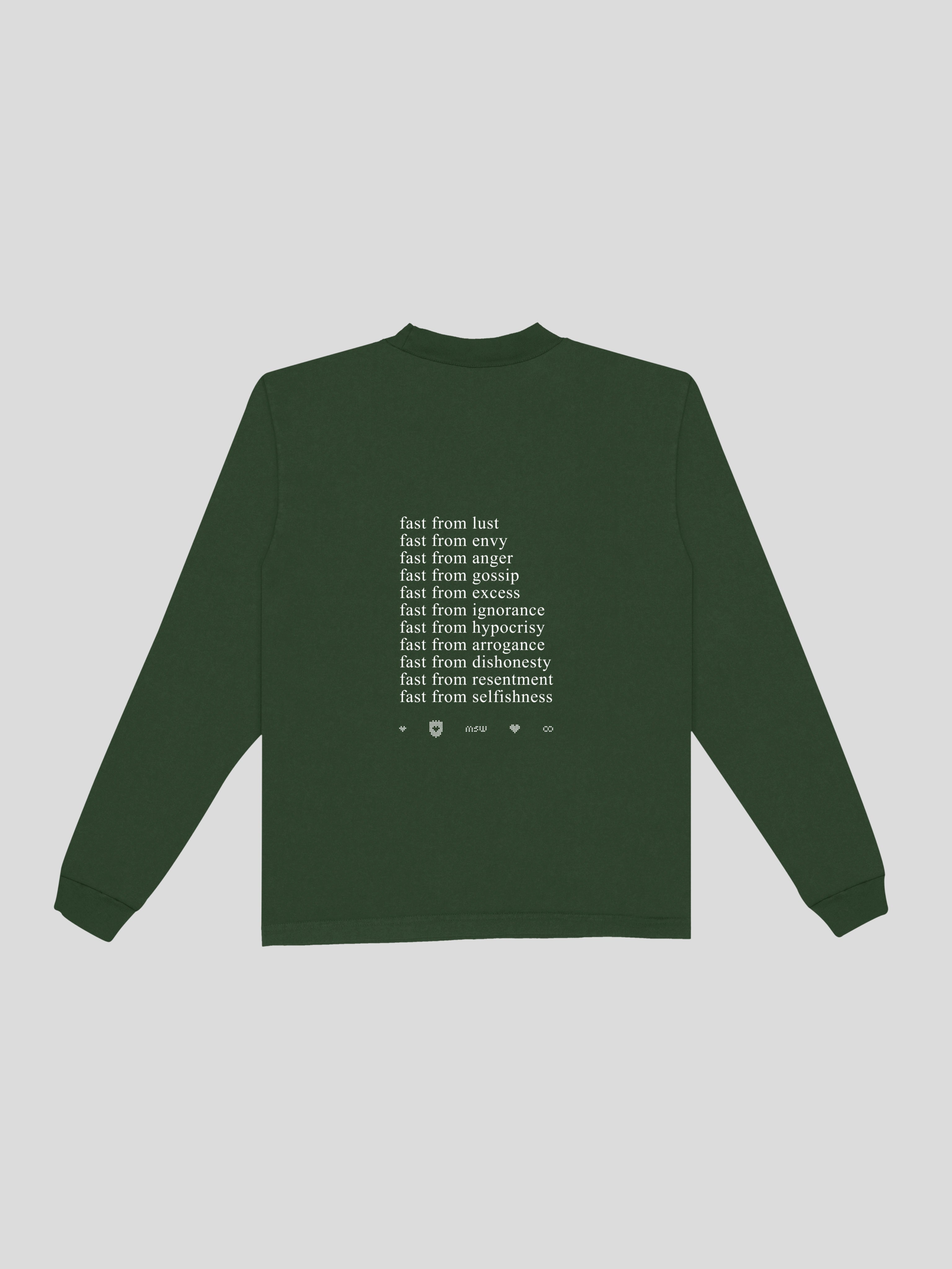 Fasting Ramadan Long Sleeve Tee – Nori — muslim street wear, msw (islamic, modest, unisex, y2k)