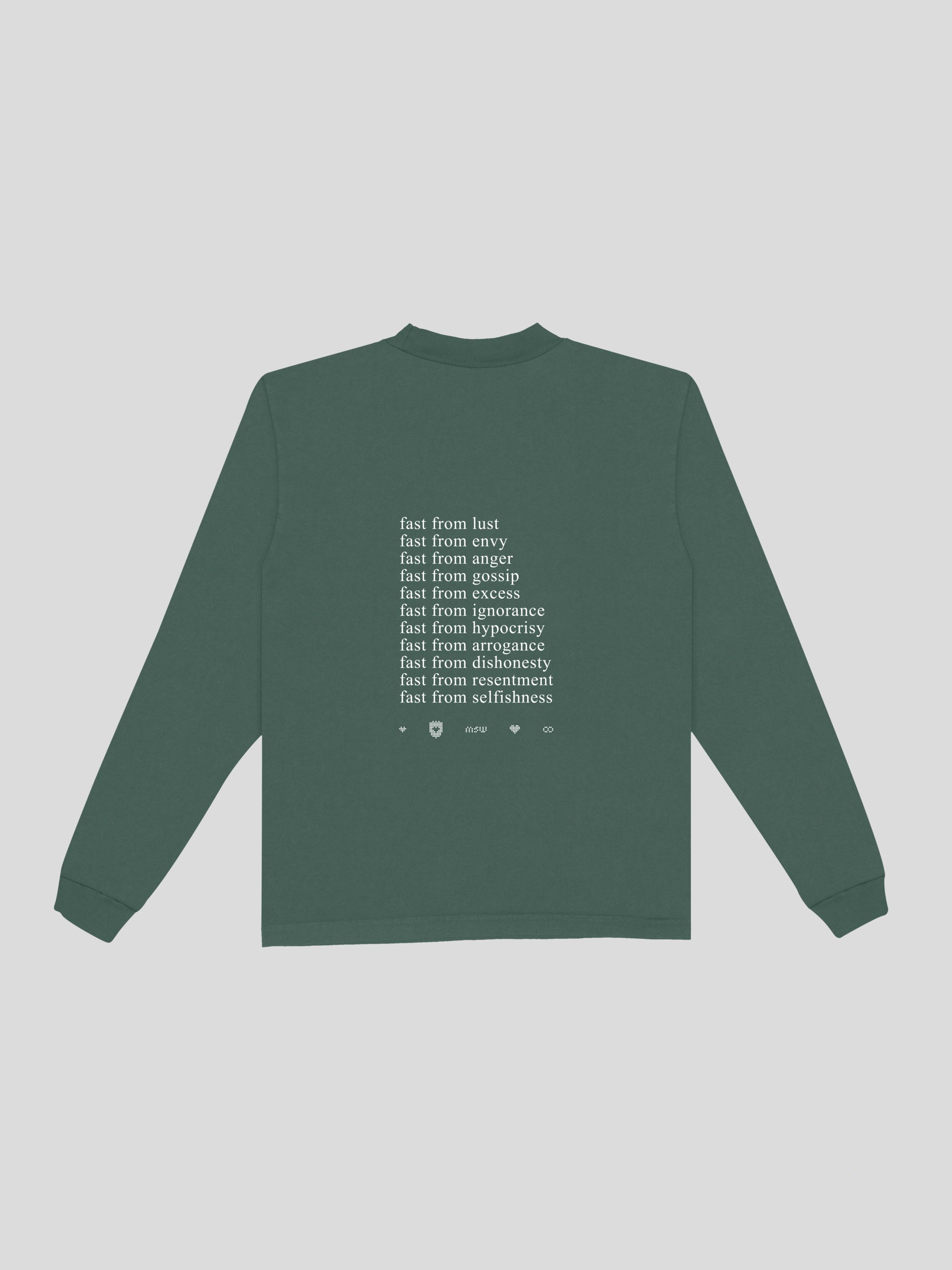 Fasting Ramadan Long Sleeve Tee – Viridian — muslim street wear, msw (islamic, modest, unisex, y2k)