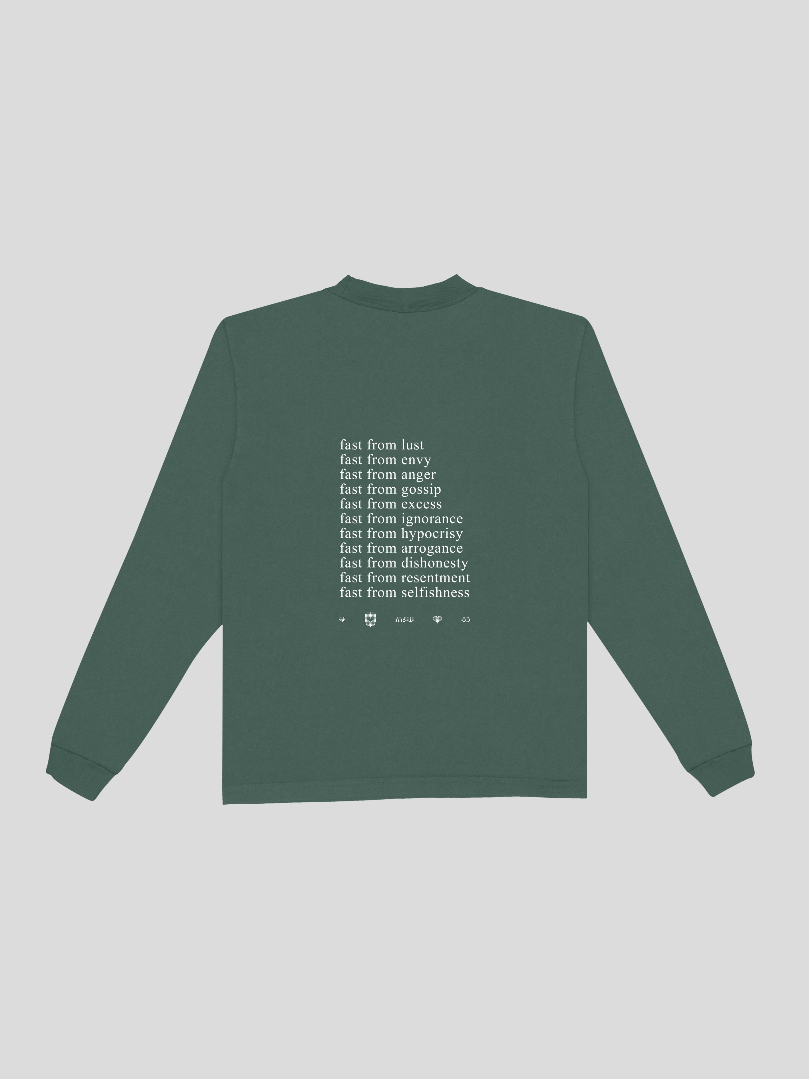 Fasting Ramadan Long Sleeve Tee – Viridian — muslim street wear, msw (islamic, modest, unisex, y2k)