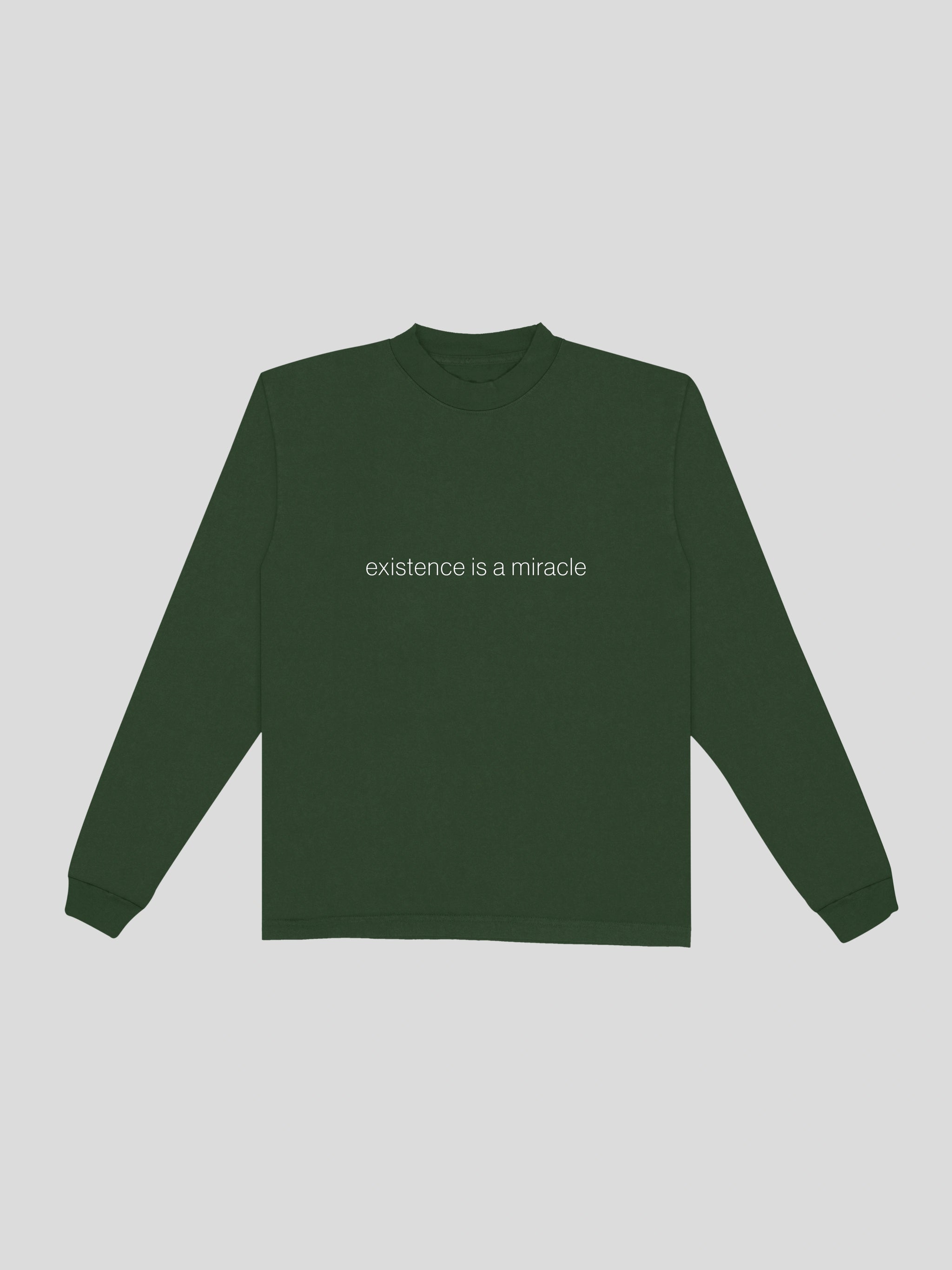 nori existence is a miracle long sleeve tee shirt — muslim street wear, msw (islamic, modest, unisex, y2k)