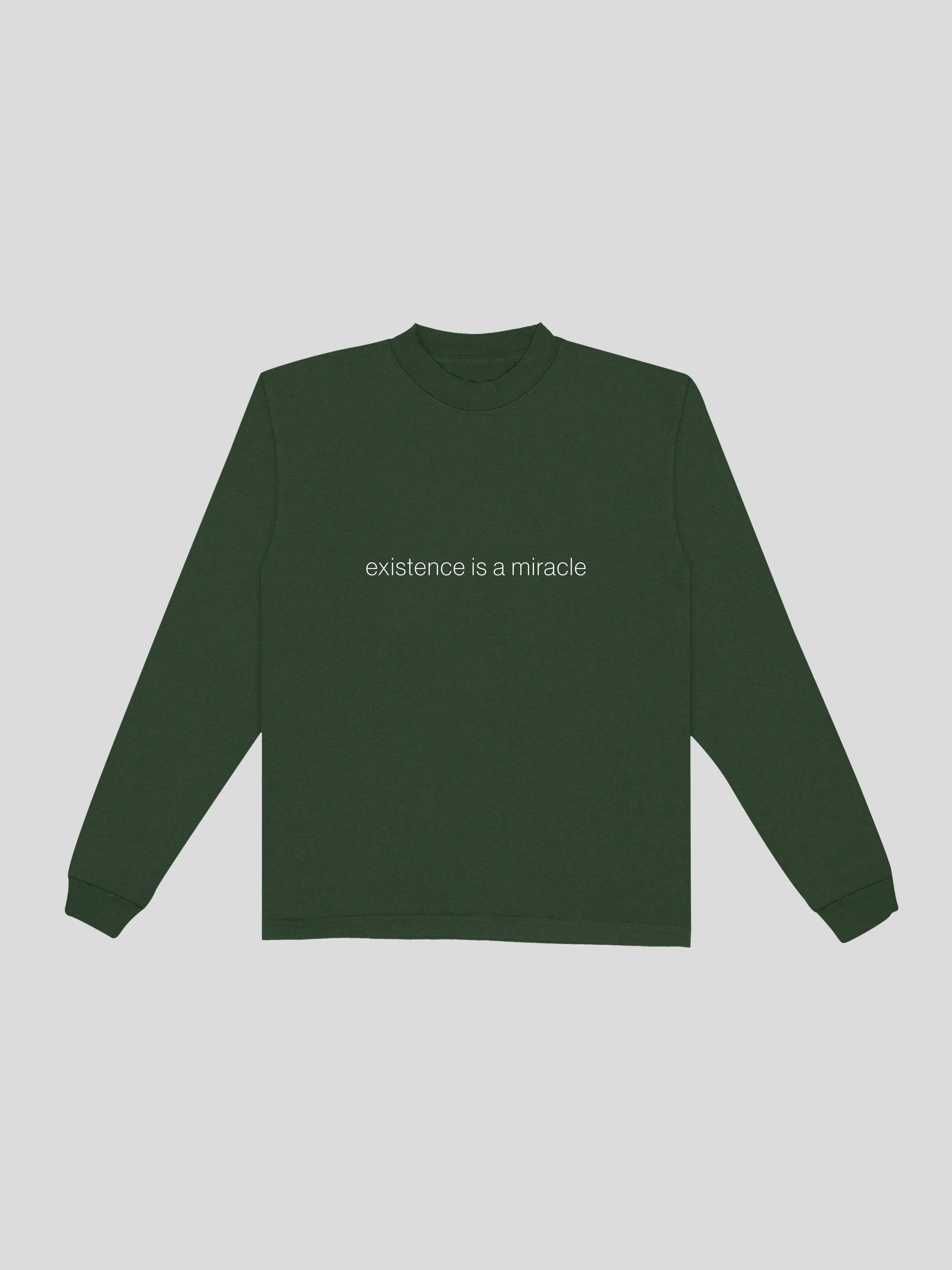 nori existence is a miracle long sleeve tee shirt — muslim street wear, msw (islamic, modest, unisex, y2k)