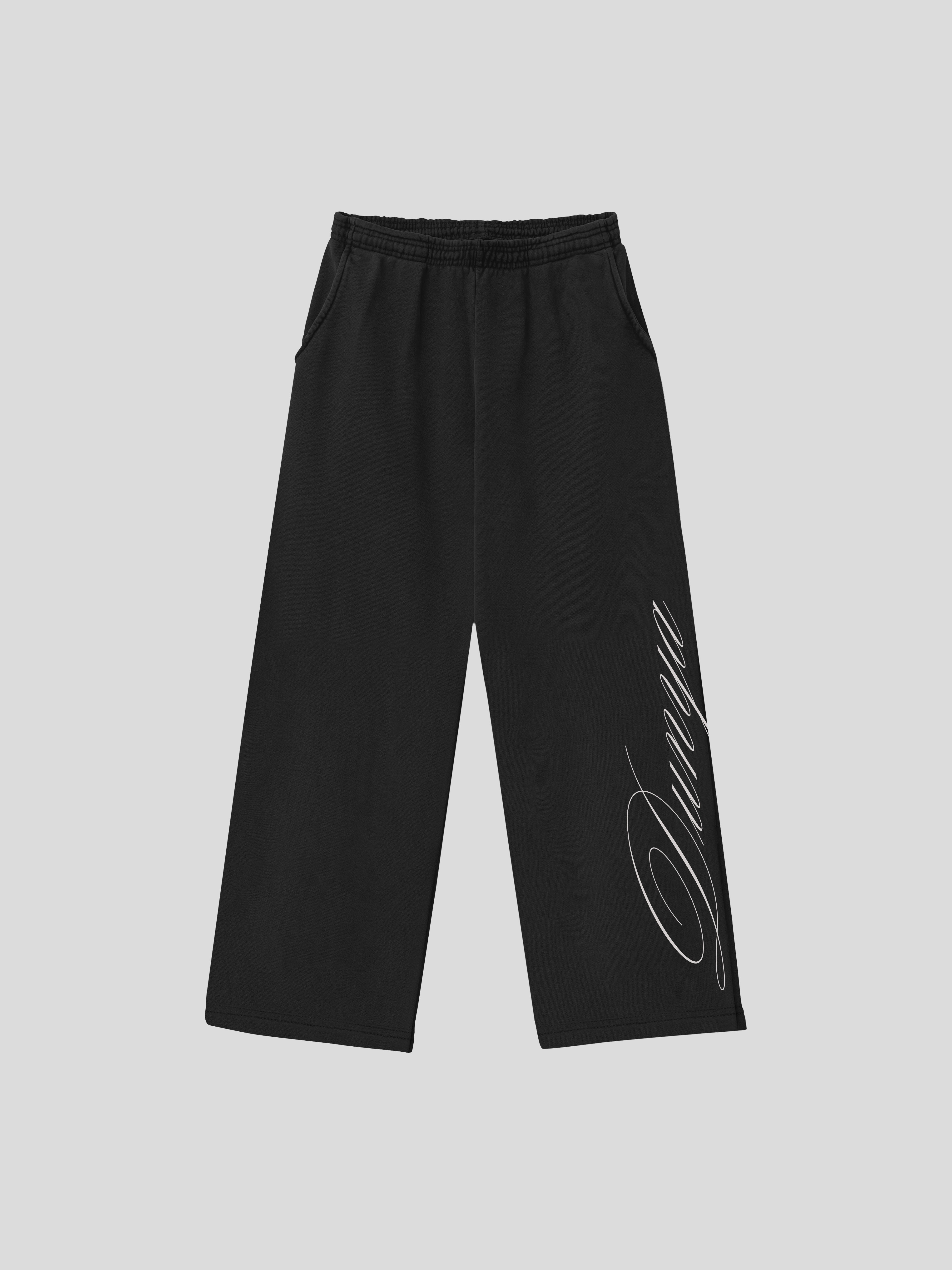 Dunya Print Fleece Sweatpants – Black — muslim street wear, msw (islamic, modest, unisex, y2k)